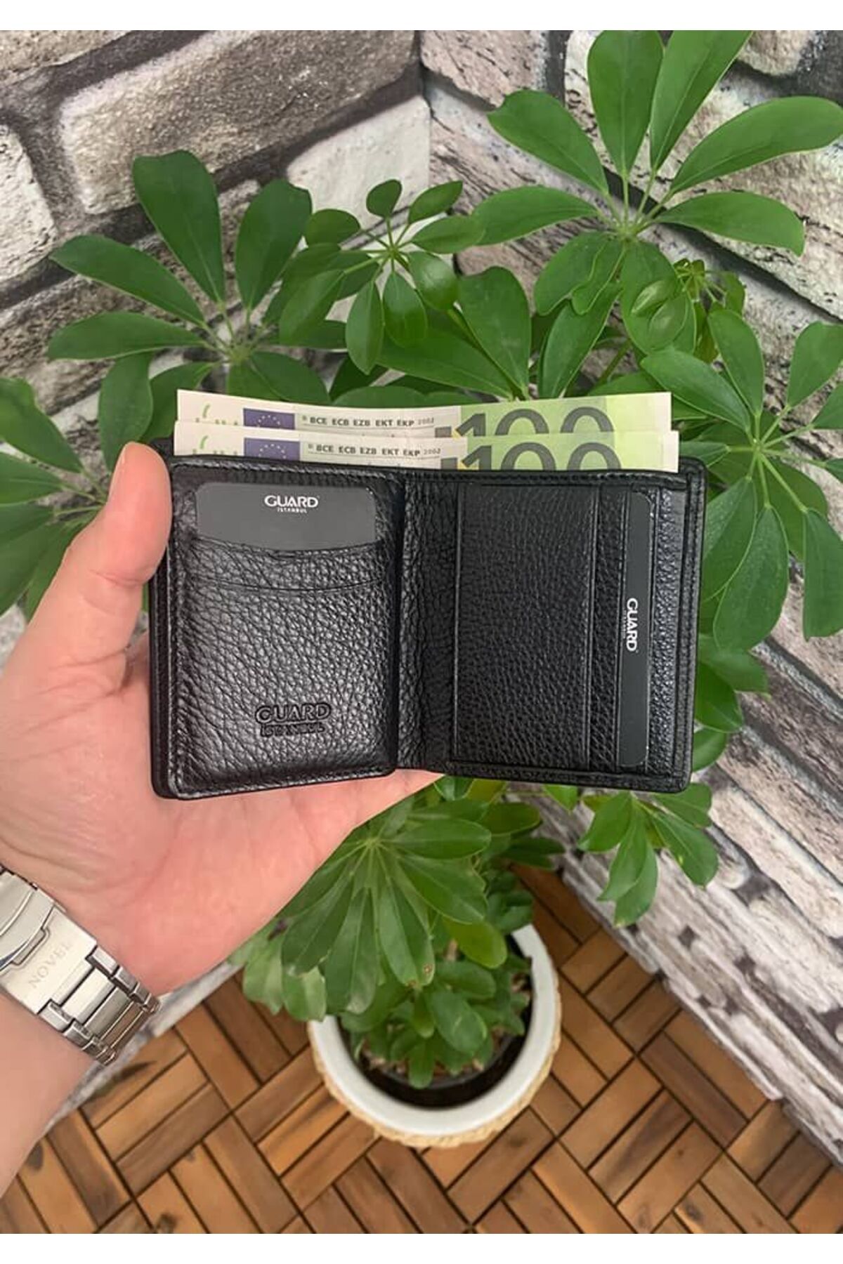 GUARD-Dustin Black Genuine Leather Men's Wallet P706 5