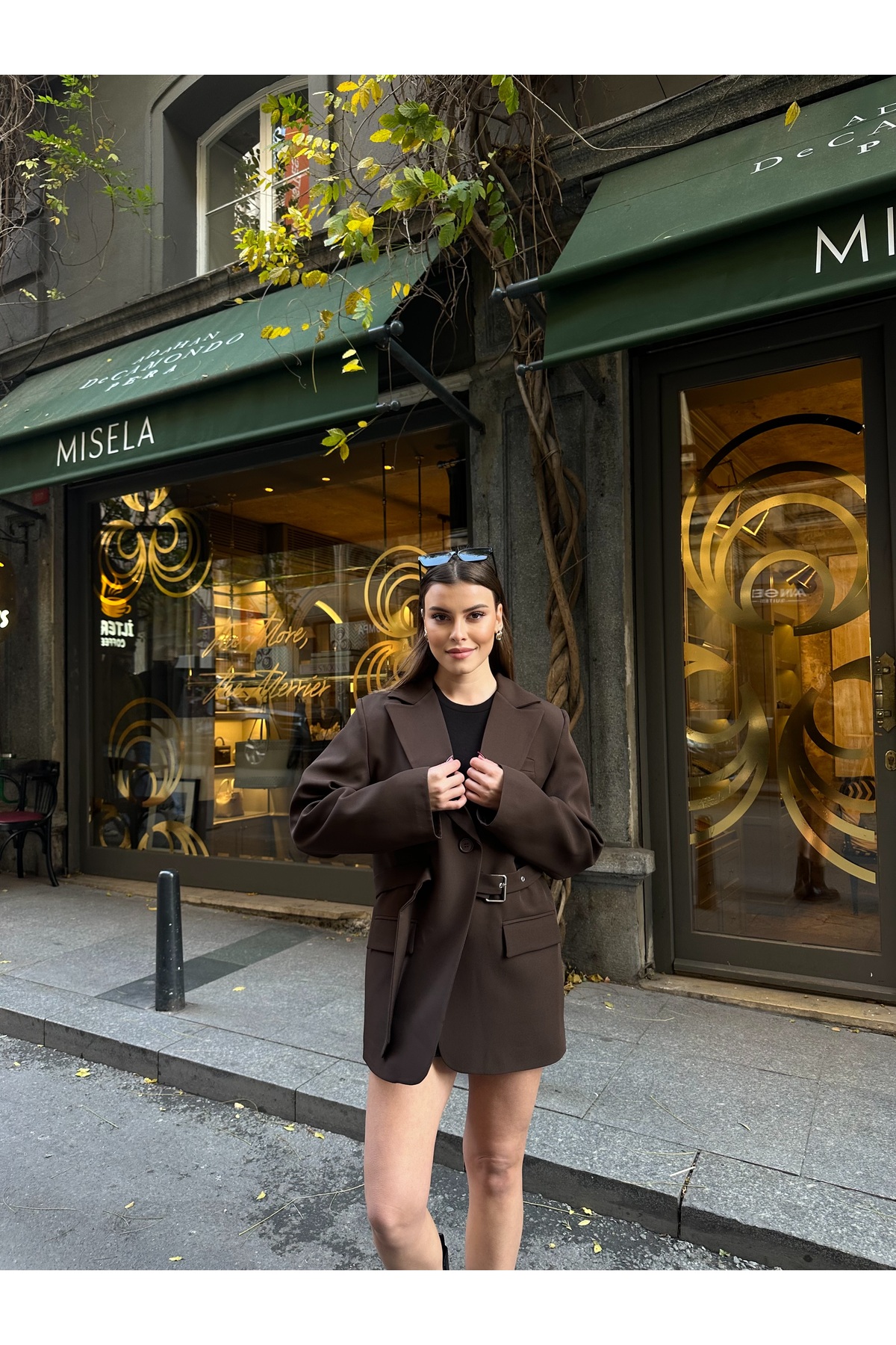 VESS MODA  Kadın Yeni Sezon Kemer Detaylı Blazer Ceket - Görsel 4