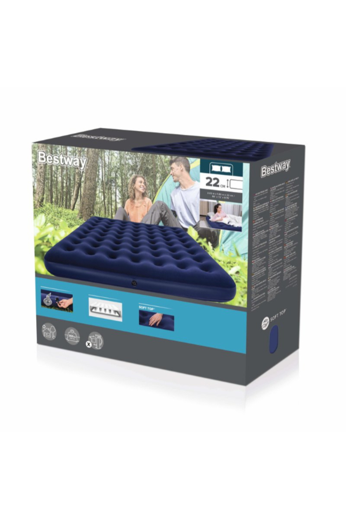 BESTWAY-سرير هوائي مبطن/ملكي 203X183X22 سم -26-67004 7
