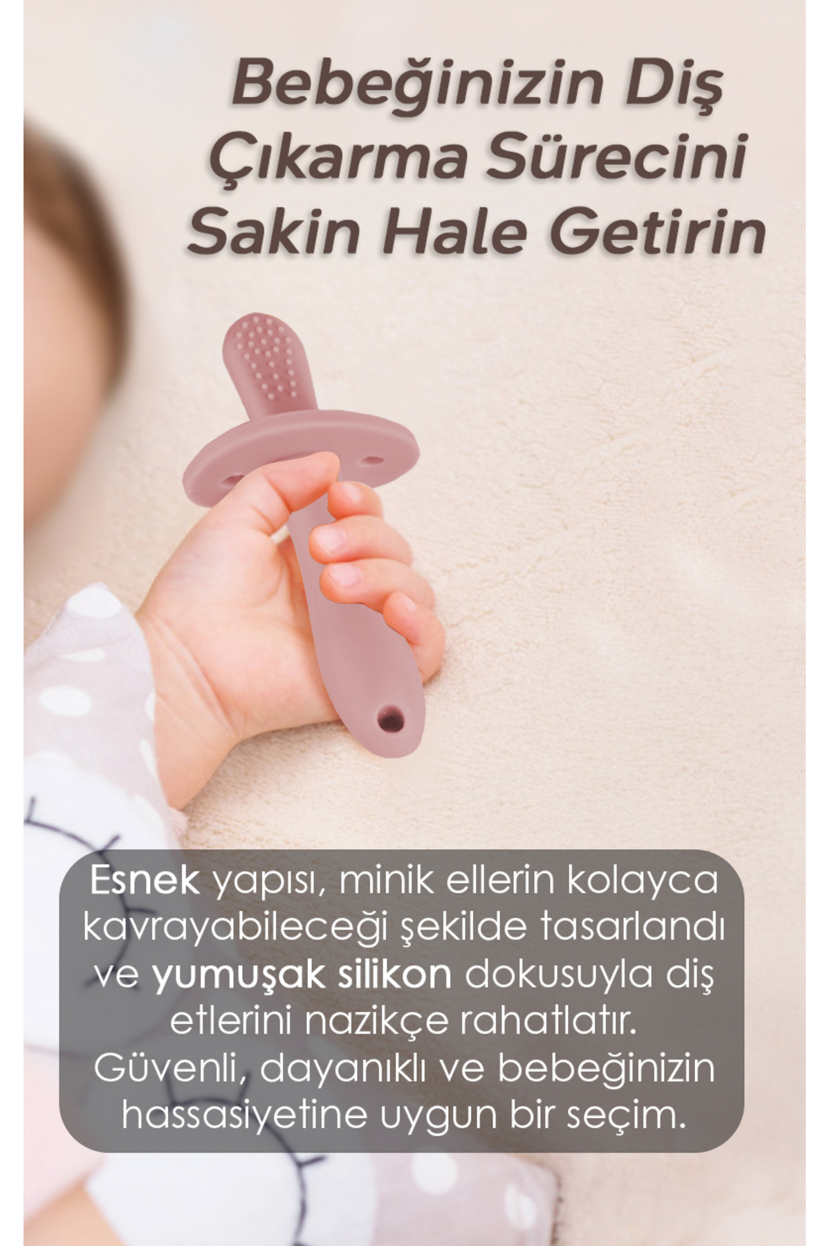 Meleni Baby Bebek Silikon Diş Kaşıyıcı Emzik - Bebek Diş Kaşıma Emziği Silikon Dişlik Pembe fotoğrafı 3 (önizleme)