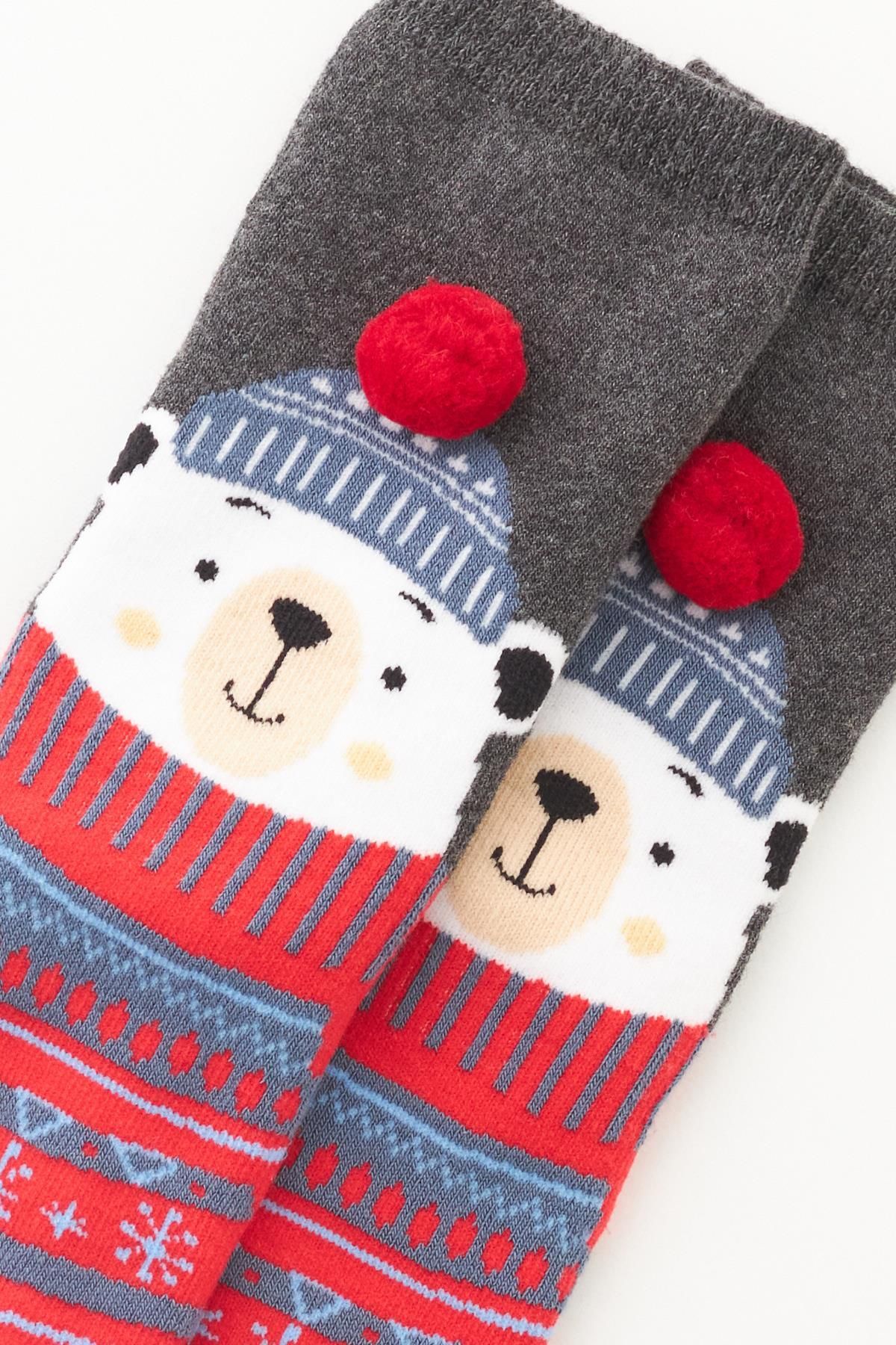 Katia&Bony-Katia&Bony Teddy Bear Christmas Socket Socks with Pompom Accessories 3