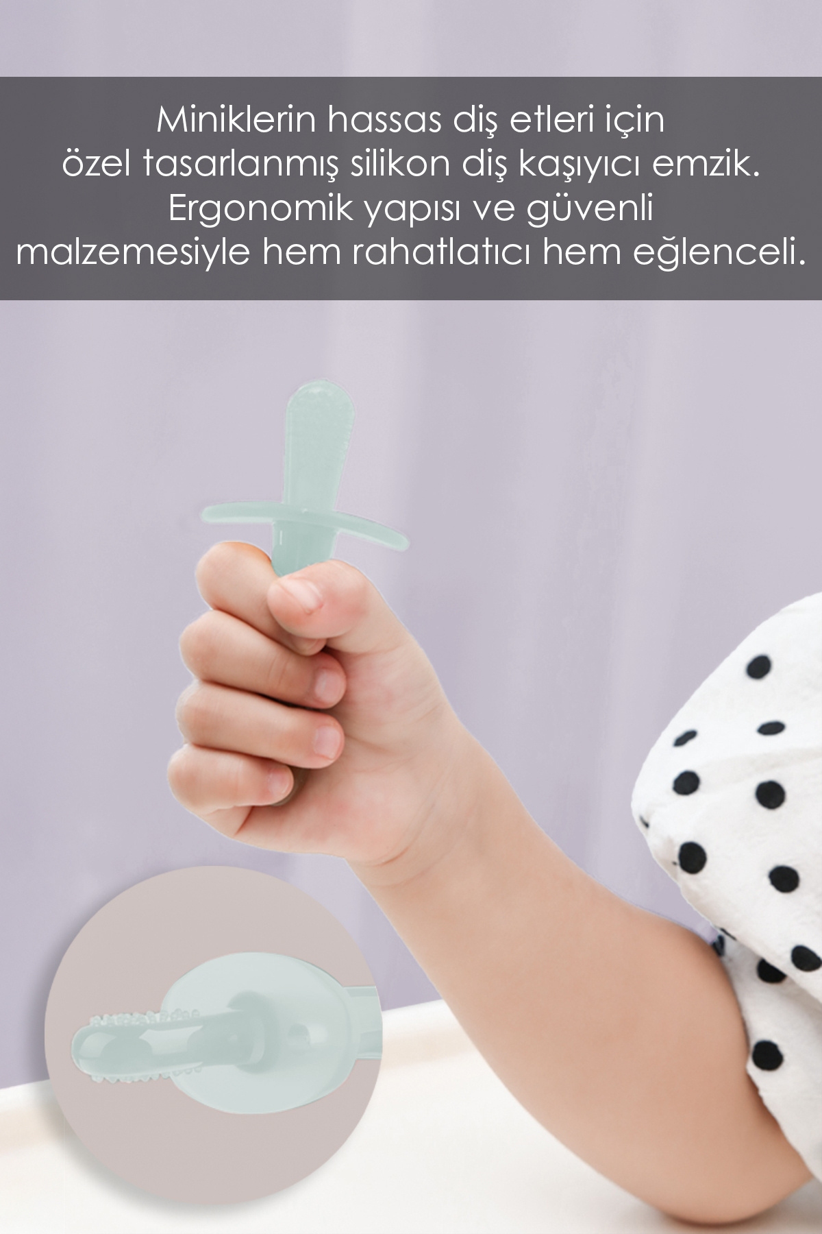 Meleni Baby Bebek Silikon Diş Kaşıyıcı Emzik - Bebek Diş Kaşıma Emziği Silikon Dişlik - Şeffaf Yeşil fotoğrafı 4 (önizleme)