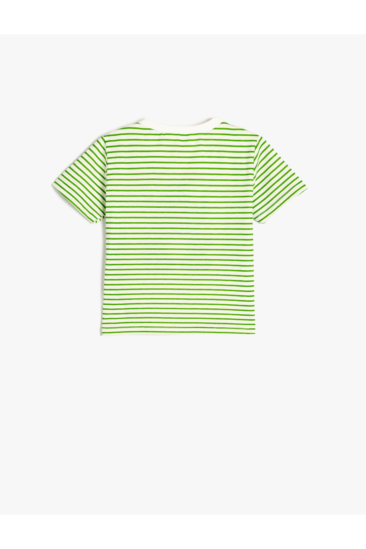 Koton-Frog Embroidery Detailed Striped Cotton Short Sleeve T-Shirt 2