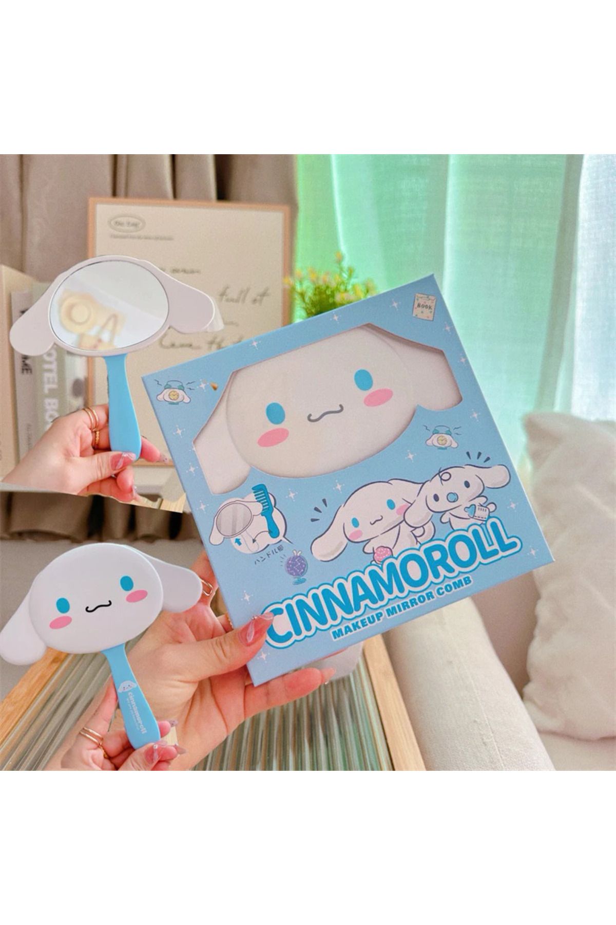 synshop Cinnamoroll Sevimli Makyaj Ayna ve Tarak Saç Fırça Seti Hayranlarına Özel Doğum Günü Hediye