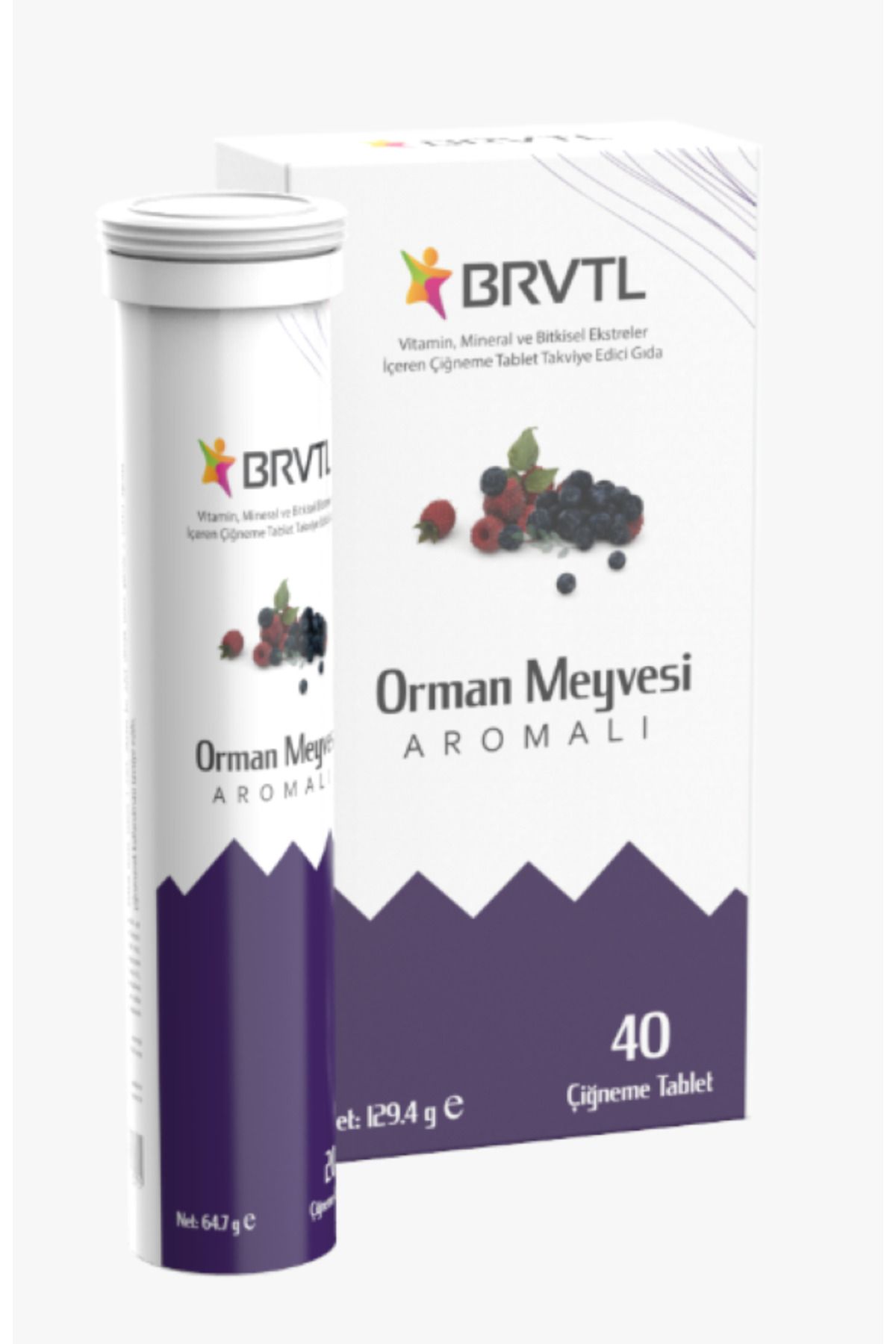 BRVTL KARA ORMAN MEYVELİ ÇİĞNEME TABLETİ (40 ADET)