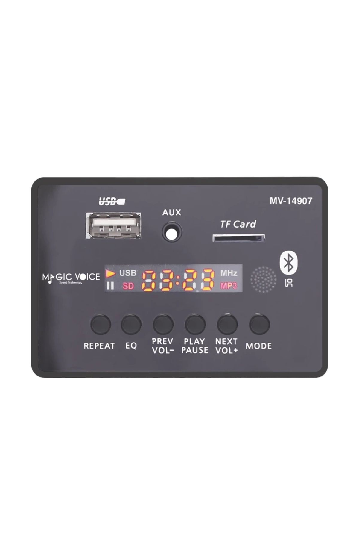 Eng MAGİCVOİCE MV-14907 USB/SD/MIC/AUX/BLUETOOTH KUMANDALI EKRANLI OTO TEYP ÇEVİRİCİ DİJİTAL PLAYER BOAR