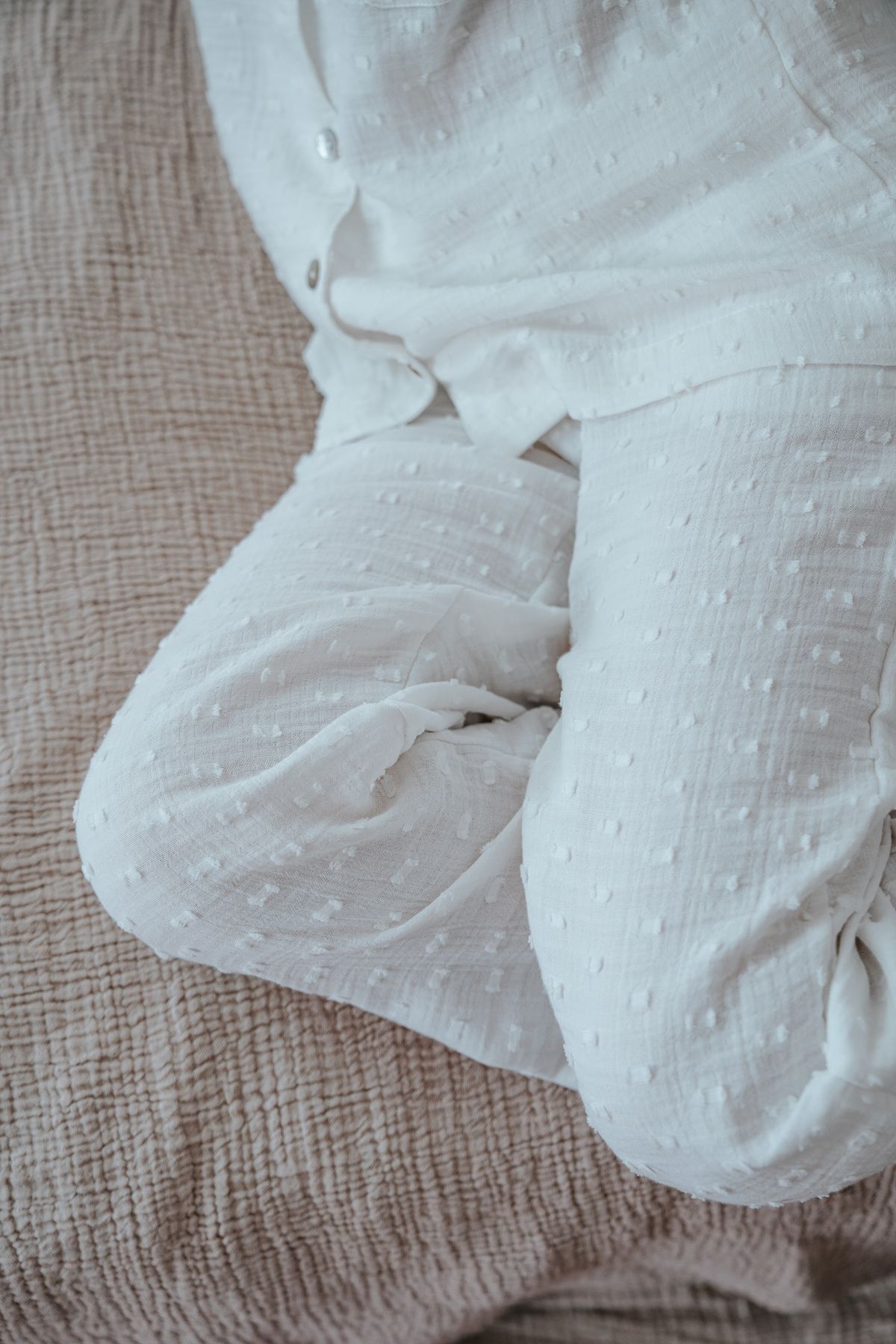 Mia-Set de pijamale de damă din muselină cu 2 straturi, 100% bumbac, alb 2
