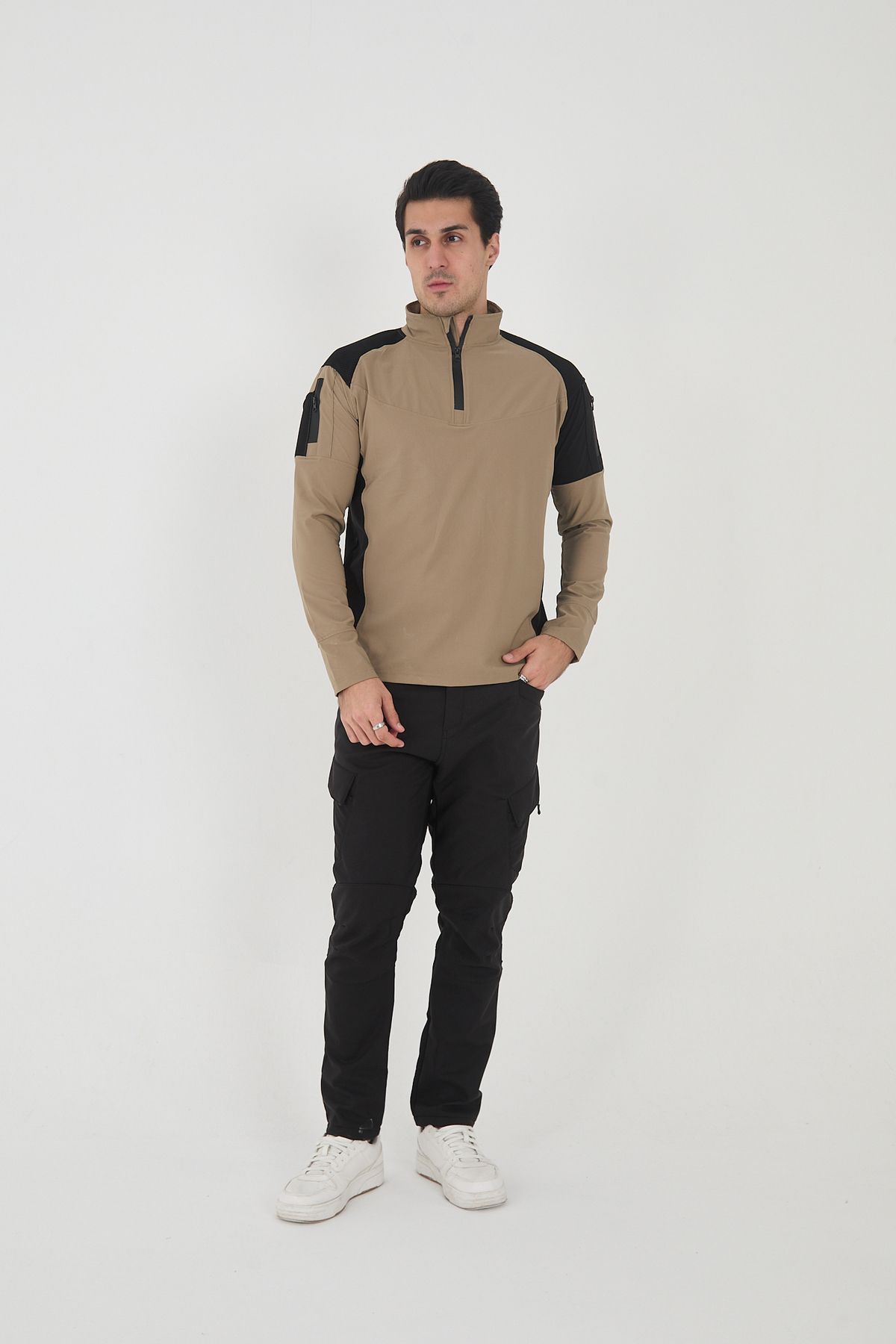 Camp Scoutland Hanorac Tactic Pentru Bărbați, Bej-negru, Hidrofugă, Pentru Exterior Camp138 Masculin - 2XL