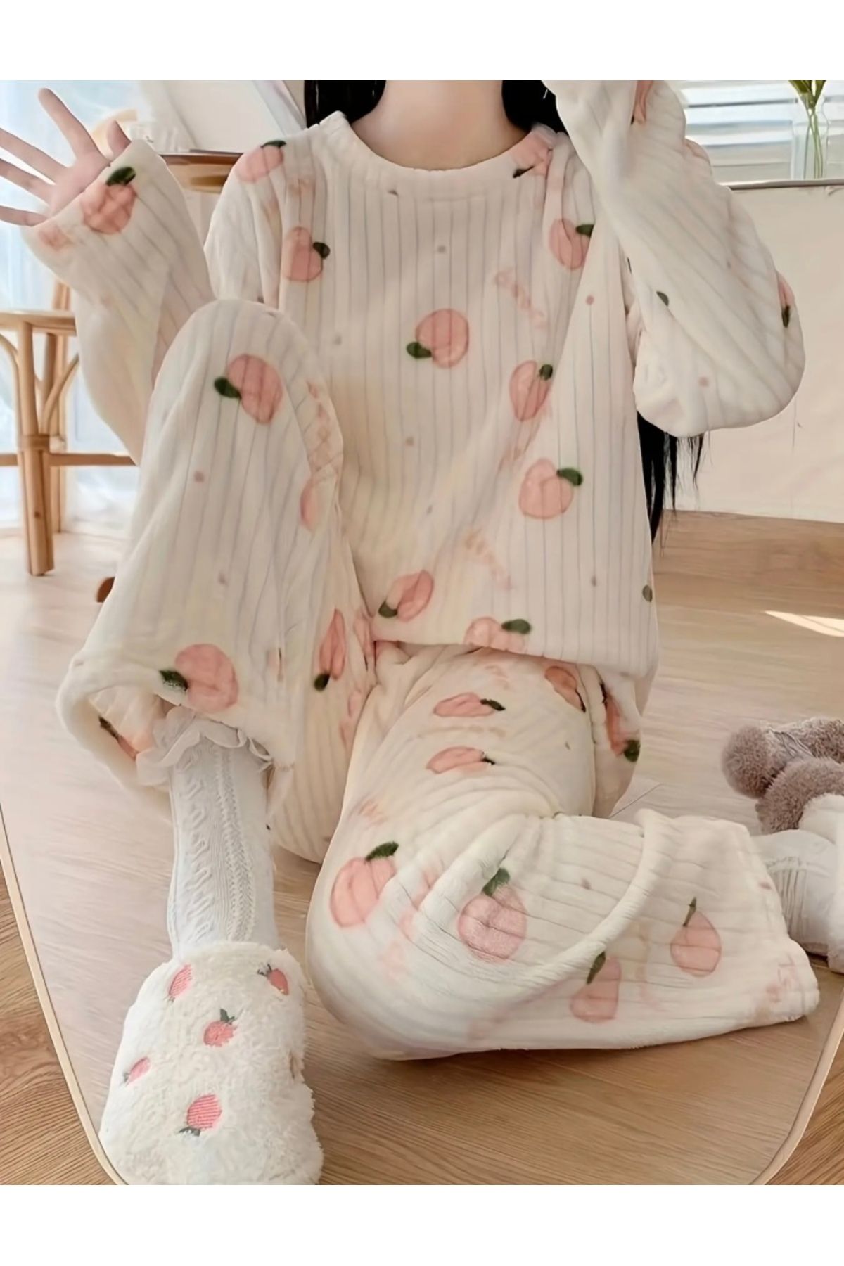 Clariss-Peach Print Pajama Set 3