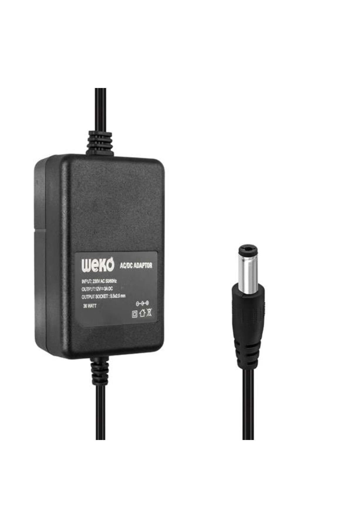 ShopZum 12 Volt - 3 Amper 5.5*2.5 Uçlu Yerli ÜṙM PlastiK Kasa Masaüstü Adaptör