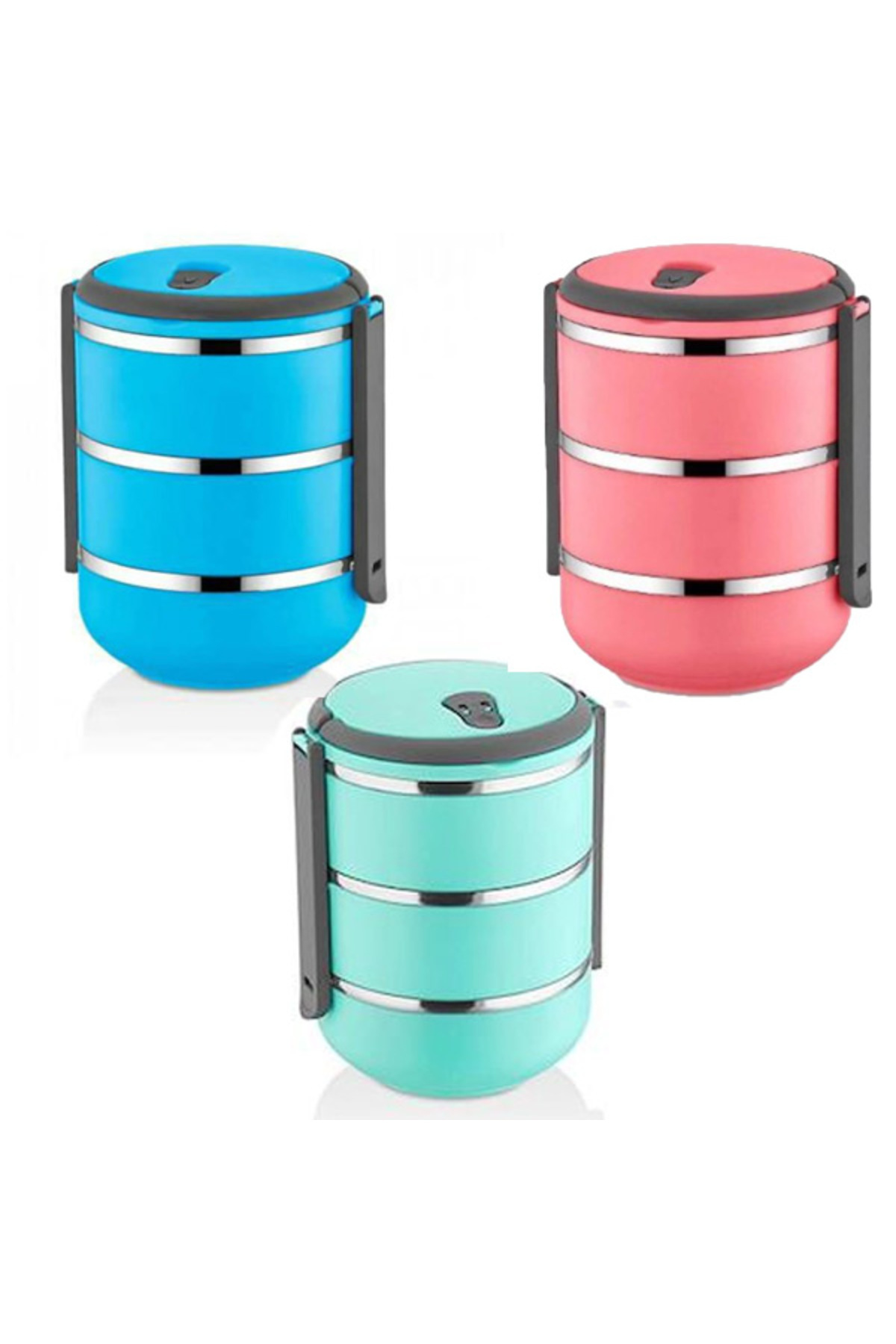 Penguen-3-Piece Food Thermos - Lunch Box - - Pink (Png-6002) 1