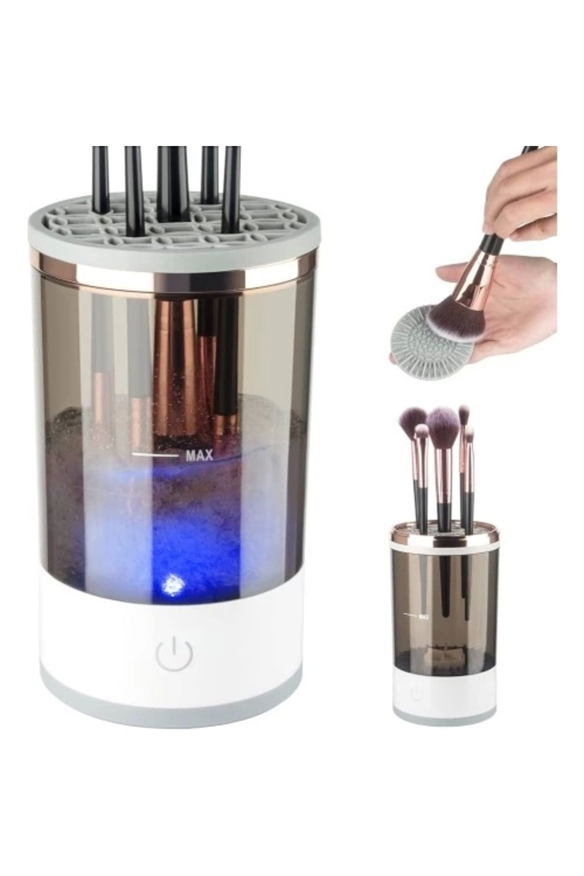 DEKORANLA Cilt ve makyaj fırçası temizleme seti, otomatik spinner cihazı