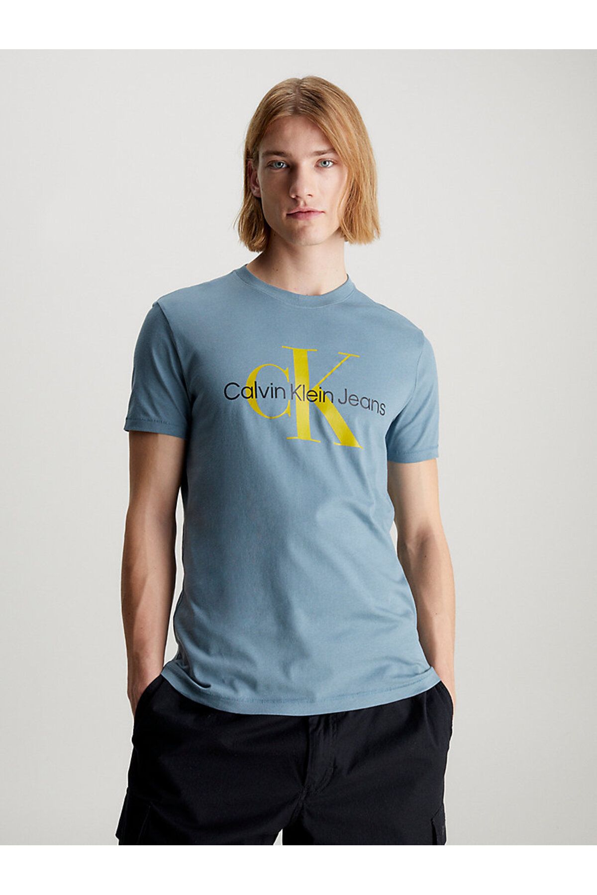 تی شرت آبی مردانه مونولوگ فصلی اورجینال Calvin Klein