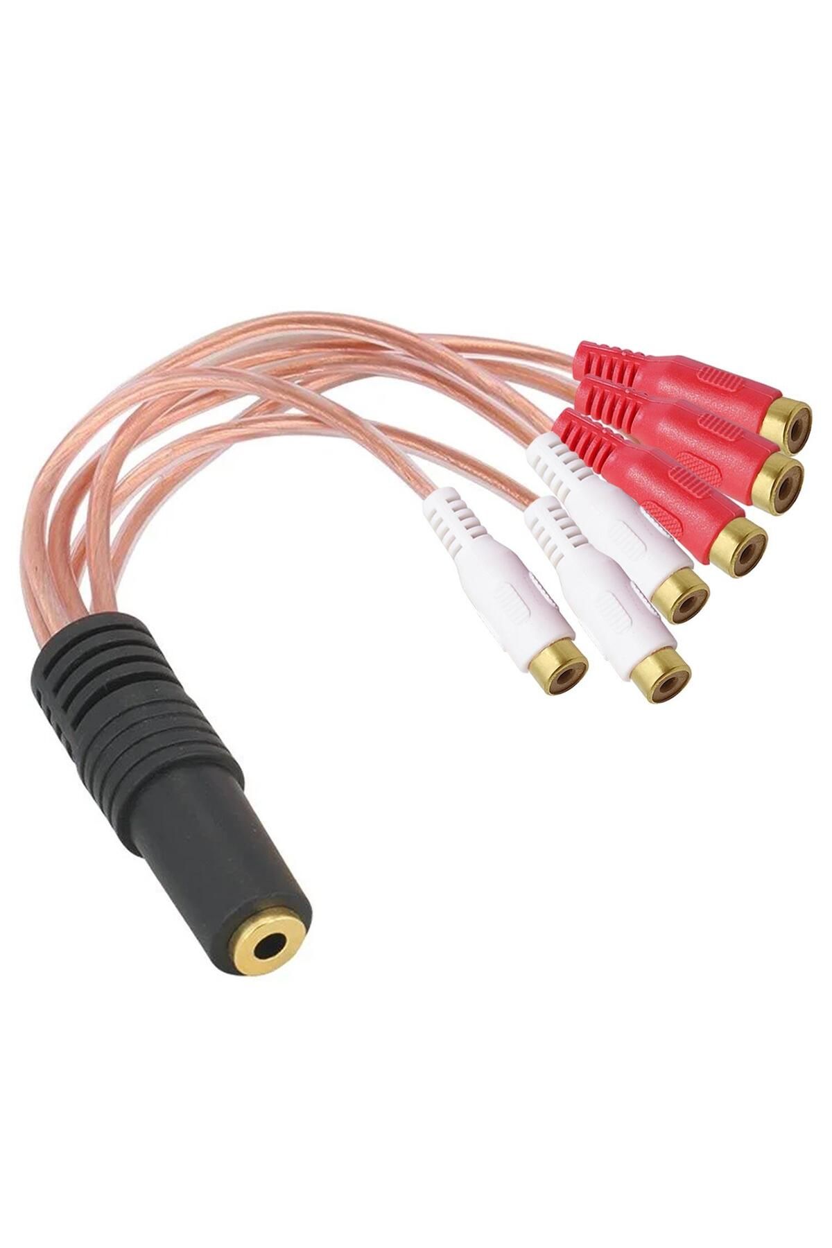 S-LINK S-LİNK SL-DC56 6 Rca Uzatma Kablosu Dişi To Aux 3.5mm Dişi 15cm