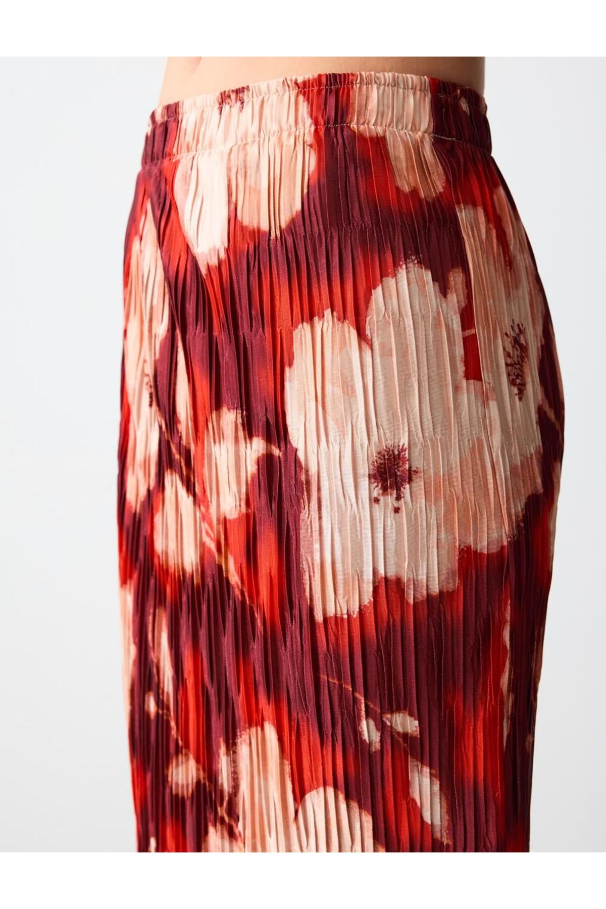 Jimmy Key-Patterned Regular Waist Floral Patterned Knitted Midi Skirt 4