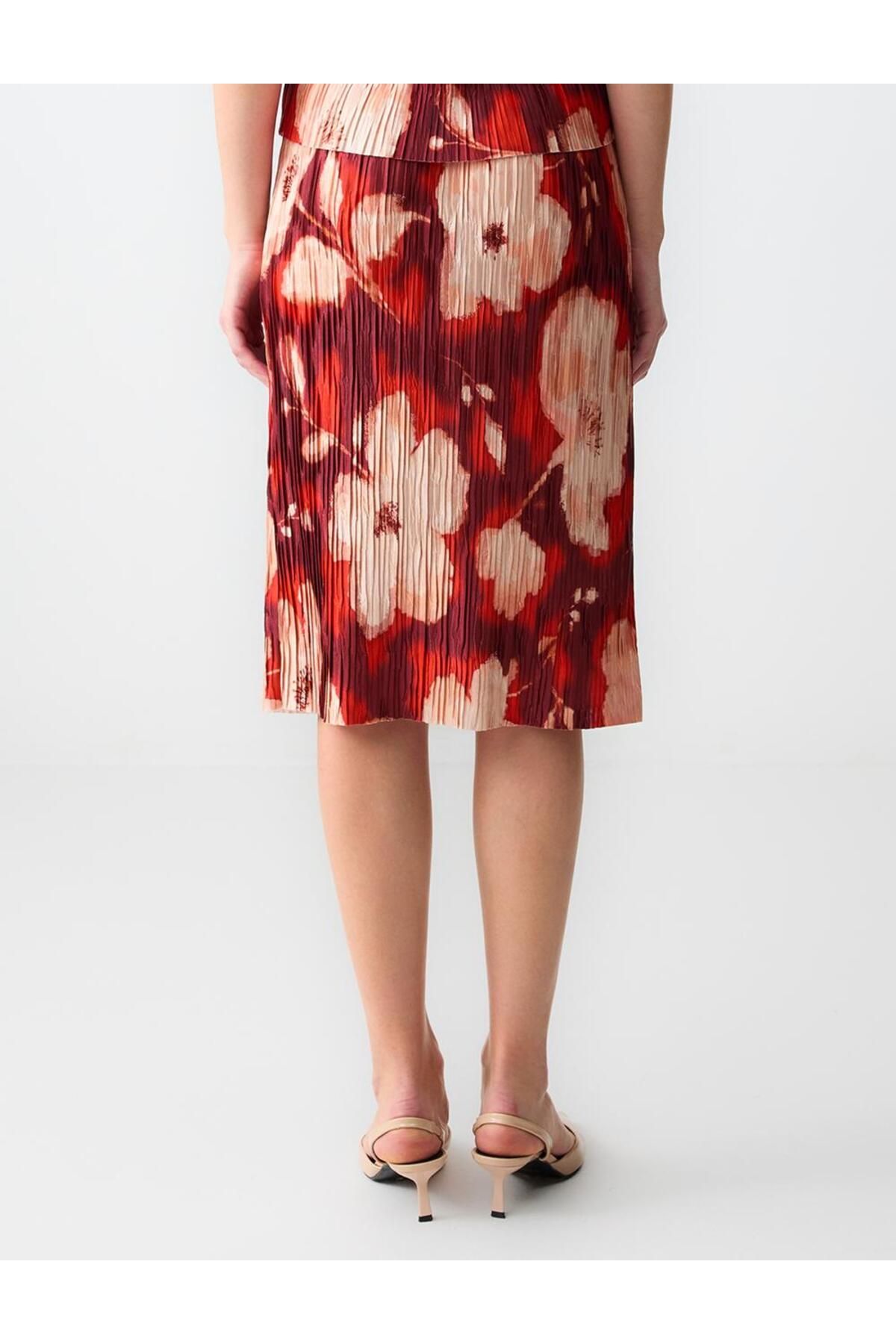 Jimmy Key-Patterned Regular Waist Floral Patterned Knitted Midi Skirt 5