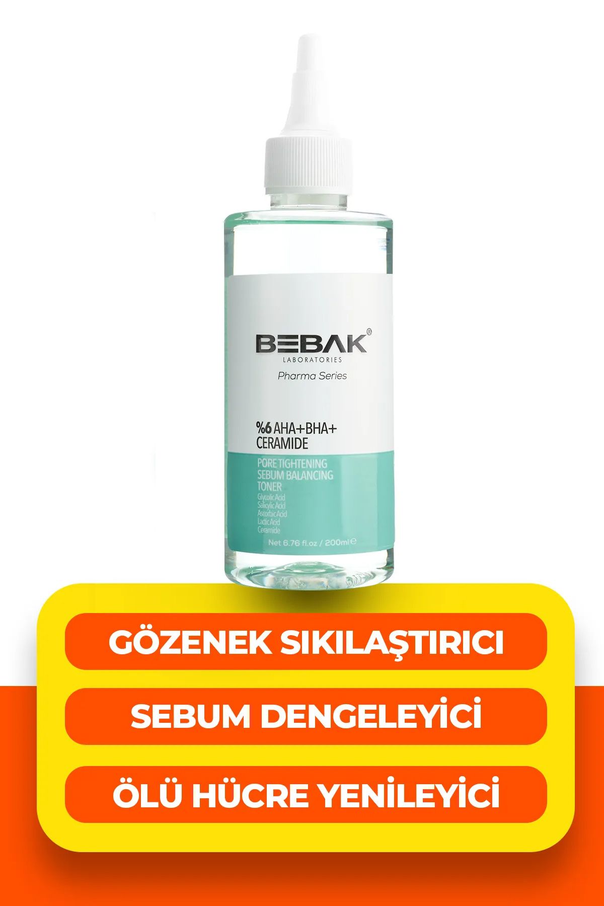 Bebak Pharma Gözenek Sıkılaştırıcı Ve Siyah Noktalara Etkili Tonik 200ml (GLYCOLİC ACİD 5% AHA)