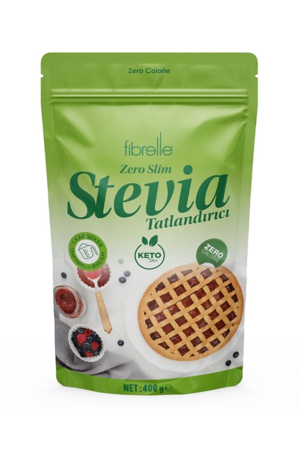 Fibrelle Zero Slim Stevia 400 G Toz Tatlandırıcı / Ketojenik / Sıfır Kalori /