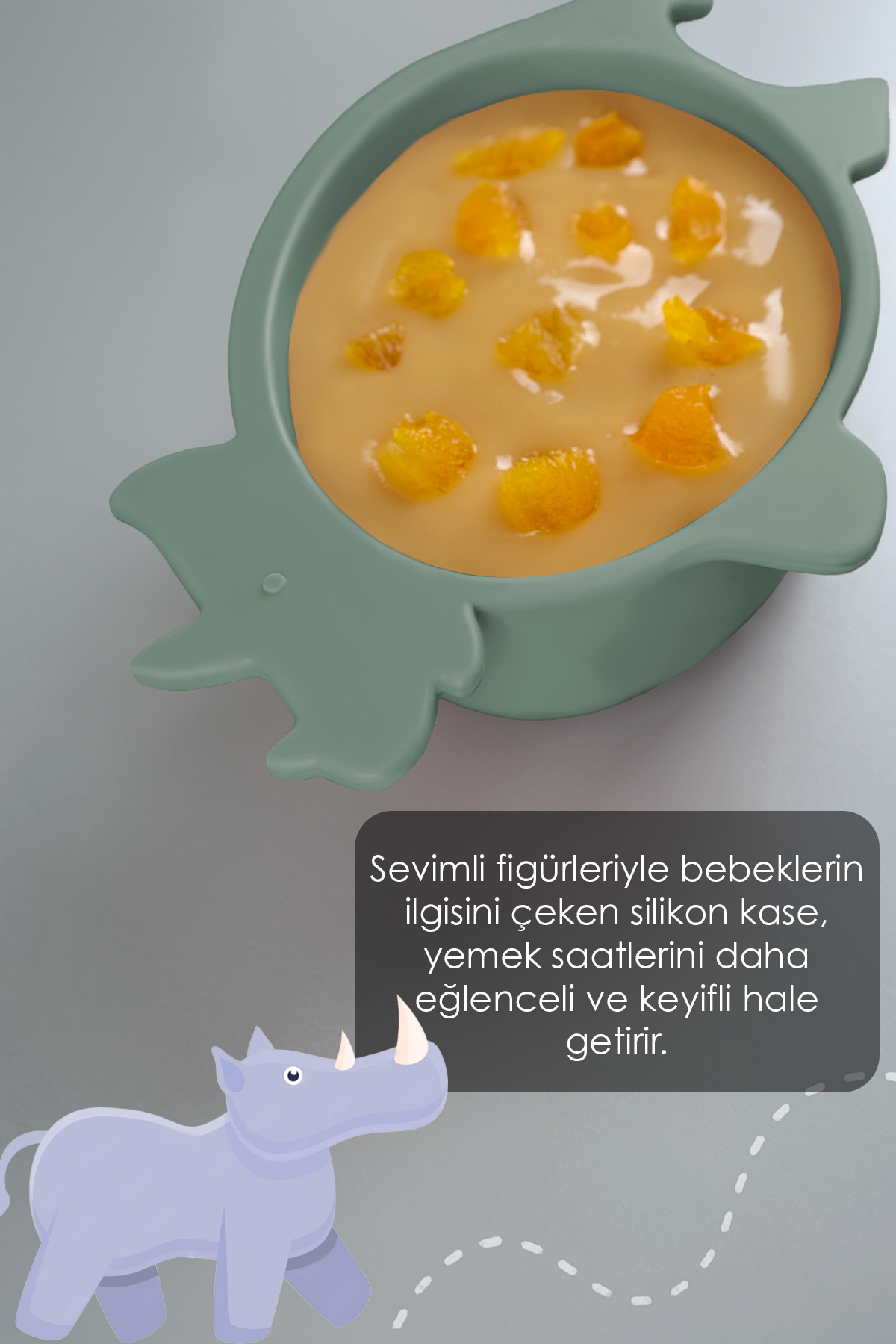 Meleni Baby 3'lü Hayvan Figürlü Silikon Bebek Mama Kasesi Seti - Şekilli Bebek Beslenme Kasesi Yeşil fotoğrafı 4 (önizleme)