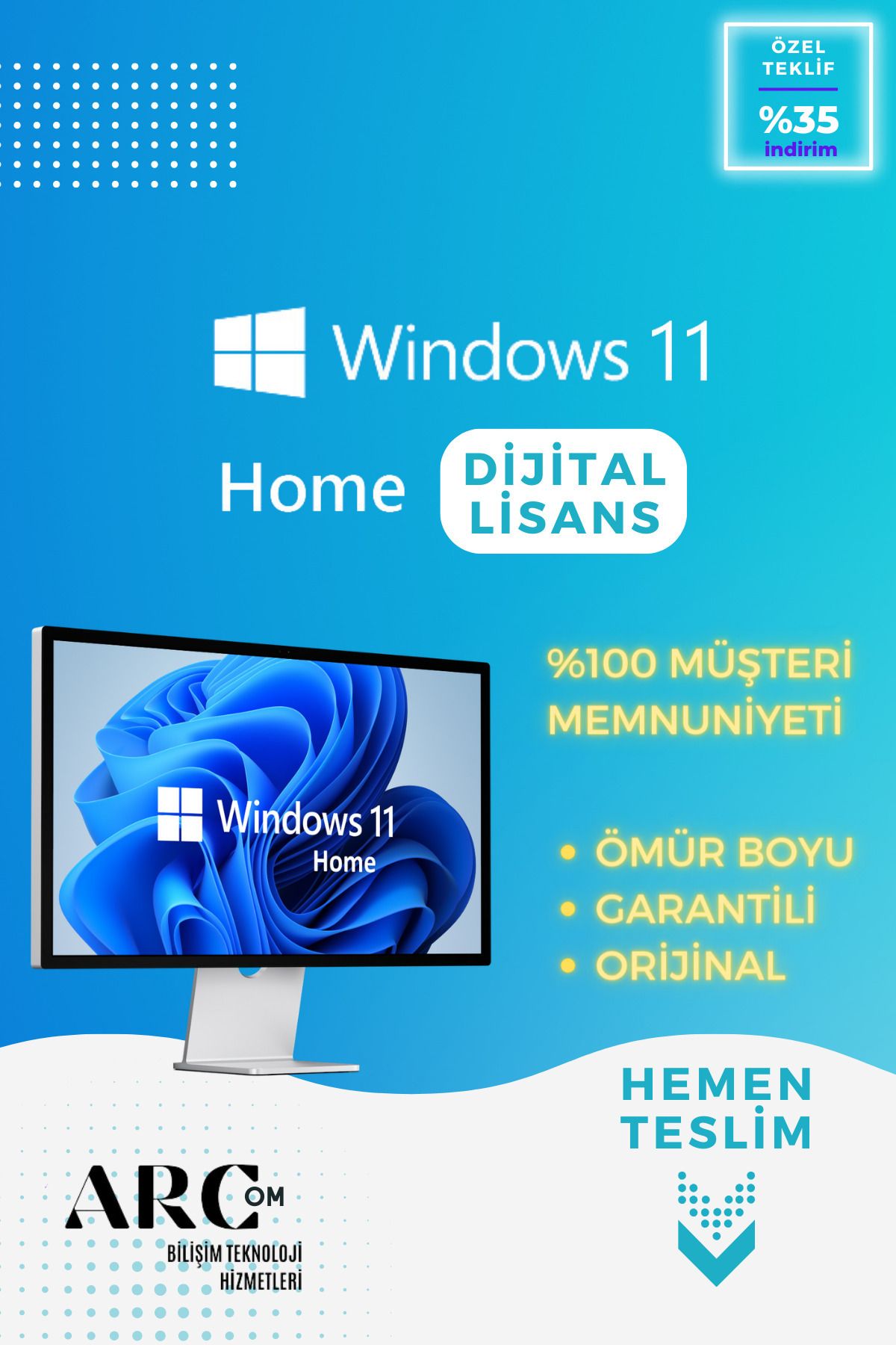 MICROSOFT Windows 11 Home OEM Dijital Lisans Anahtarı Windows 11 Ömür Boyu Garantili ESD Key