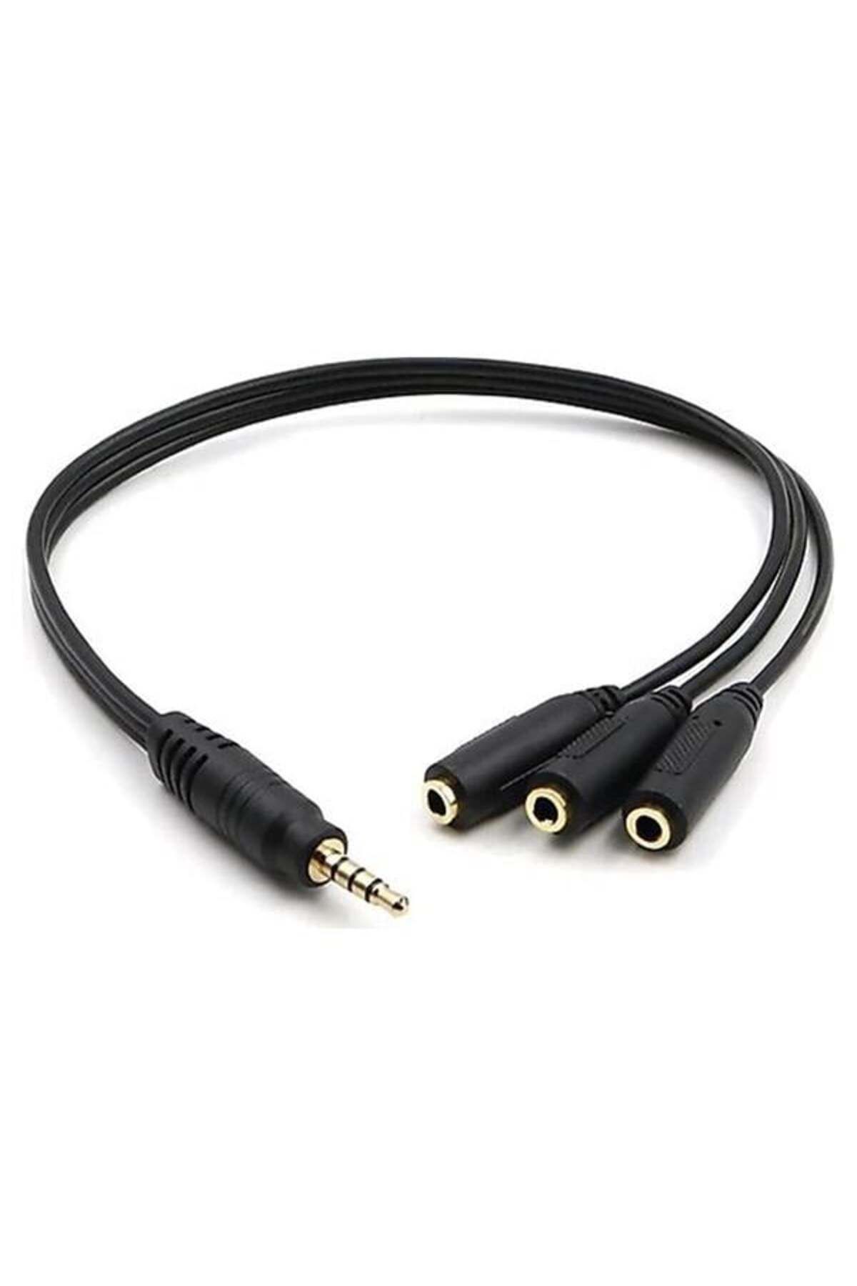 NZM TİCARET Kulaklik Çoklayici 3.5 Mm Erkek X 1 / 3 Stereo Dişi X 3 - 30 Cm Y Kablo