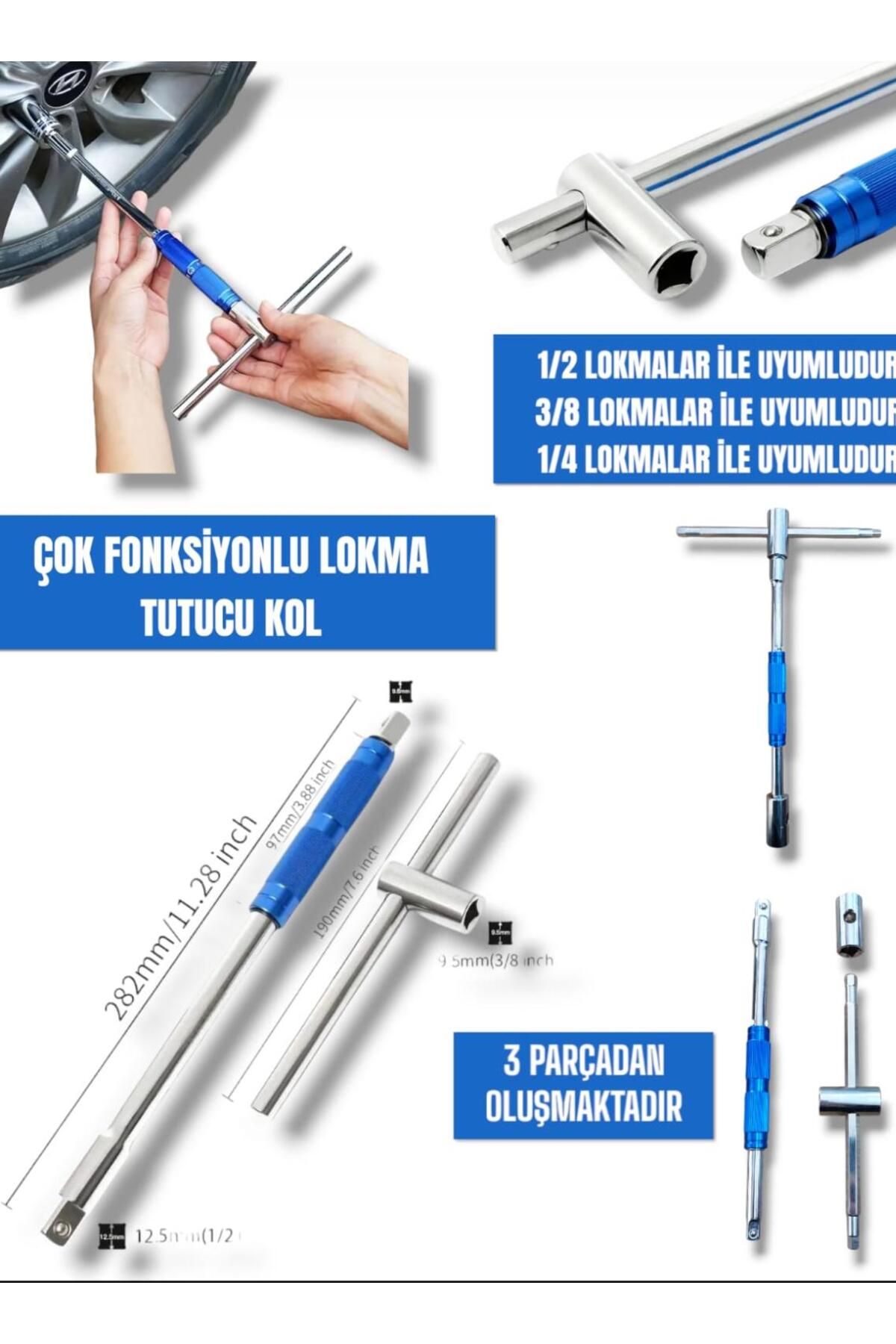 FIRAT HIRDAVAT Çok Fonksiyonlu Lokma Tutucu T Kol 1/4 3/8 1/2