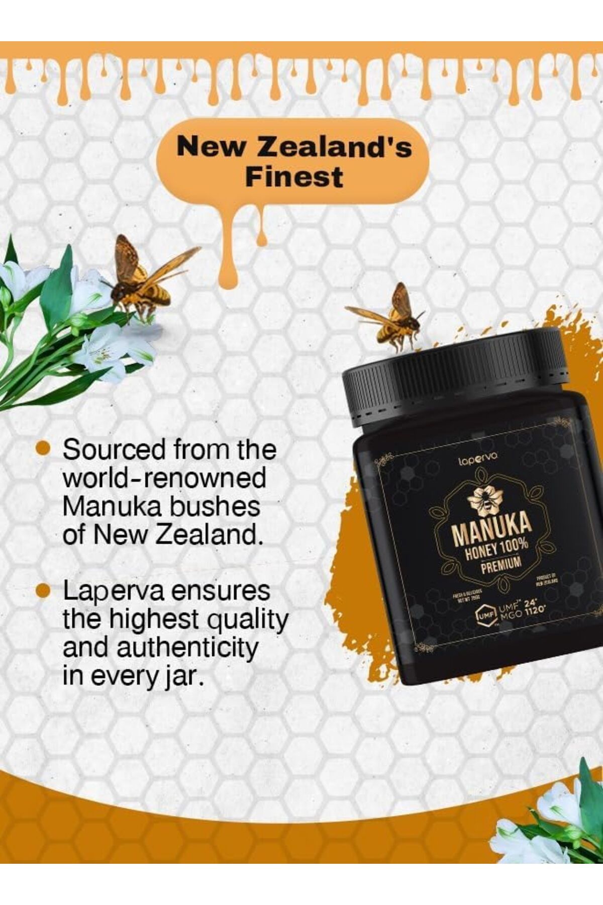 Laperva-Manuka Honey, 1120 Mgo, 250 Gm, Immune System Support, Treatment Of Digestive Problems 4