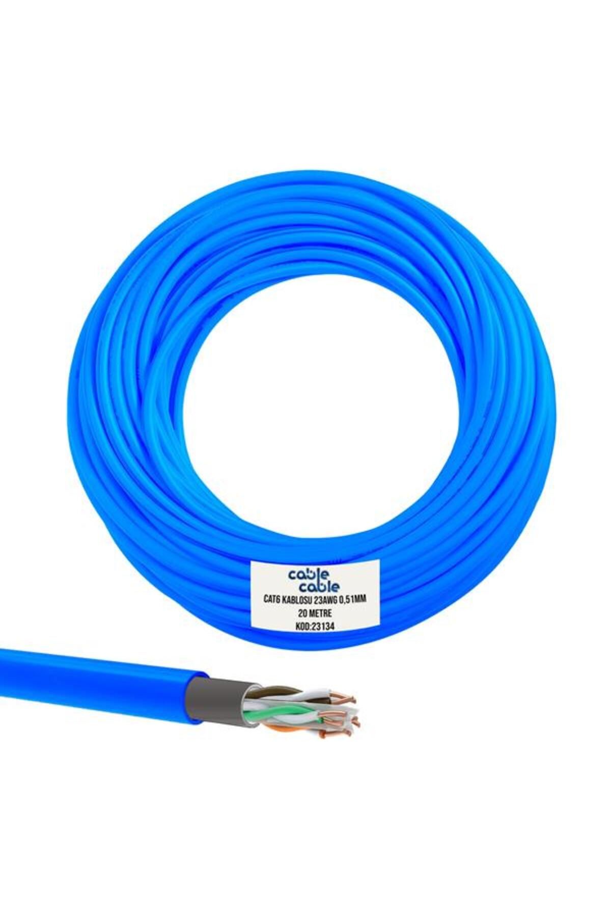 DENİZ Cablecable Cat6 Kablo Dış Mekan 23Awg 0.51Mm 20 Metre Mavi