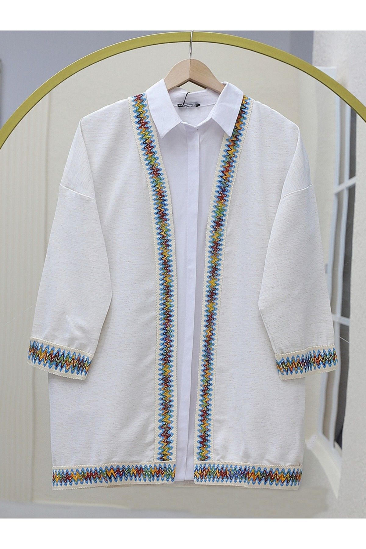 Modamorfo Kimono Lniane - Kolorowe I W Paski Kobieta - 44