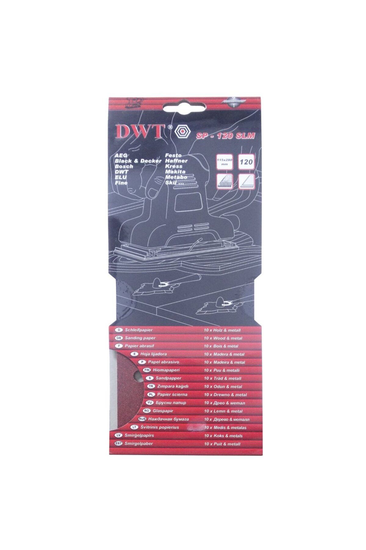 DWT SP-180SLM Dikdörtgen Delikli Zımpara Kağıdı 115x280mm 180 Kum