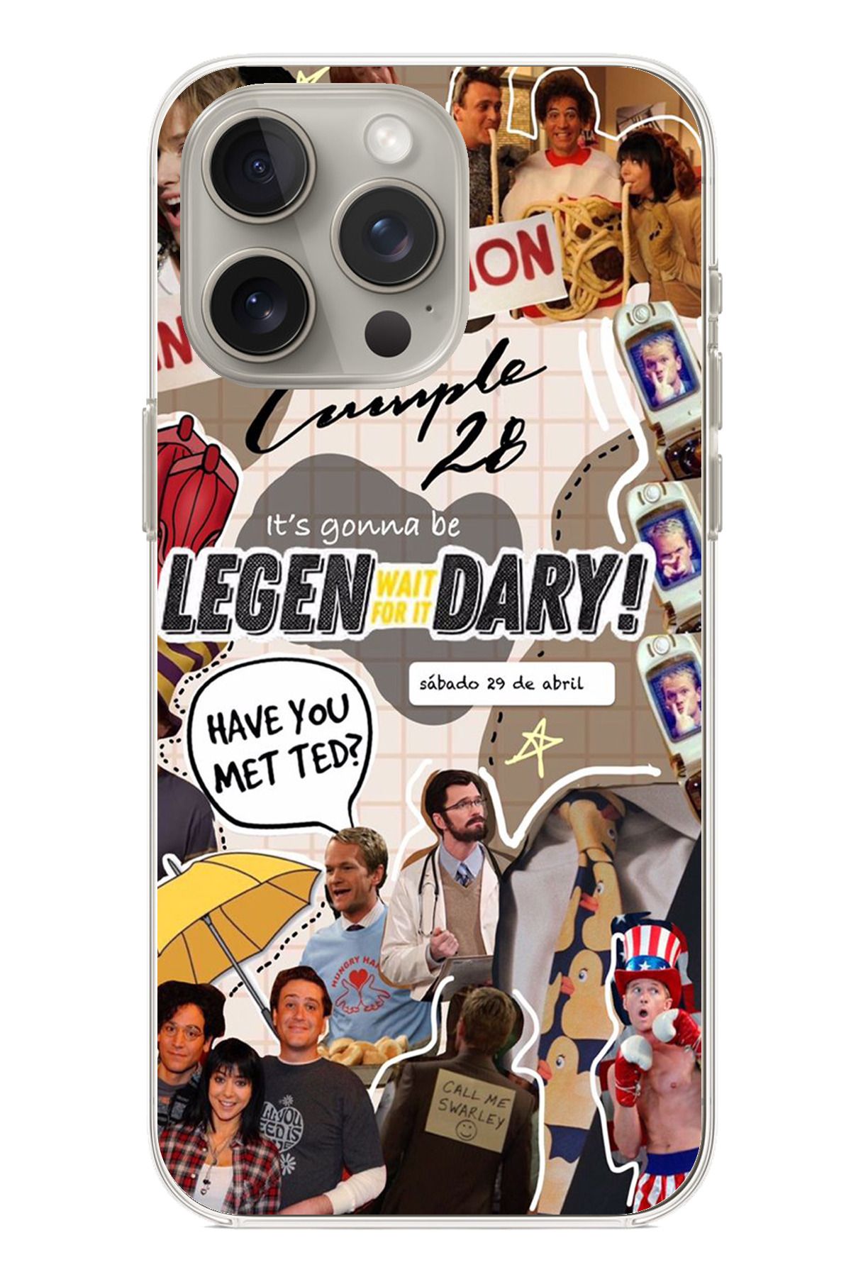 TechTree iPhone 15 PRO Uyumlu Retro Gazete How i met your mother Tasarımlı Şeffaf Silikon Kılıf