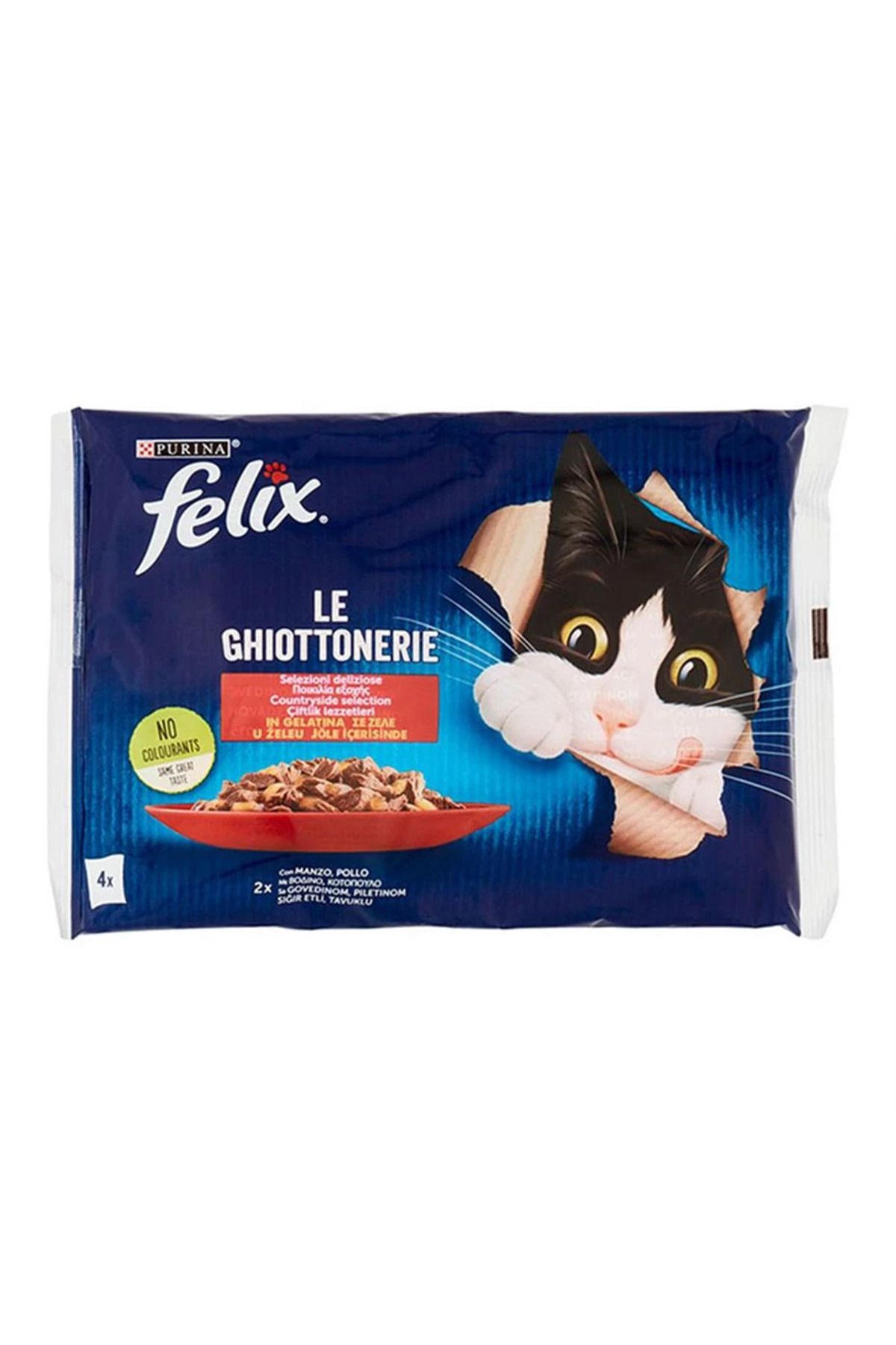 FELIX Jöle Içinde Sığır Etli Ve Tavuklu Yetişkin Kedi Konservesi 85gr (4'LÜ)