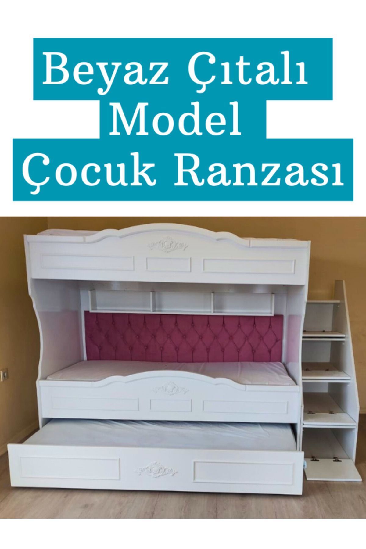 mürsel mobilya Çocuk Ranzası Mdf (BEYAZ - ÇITALI MODEL)