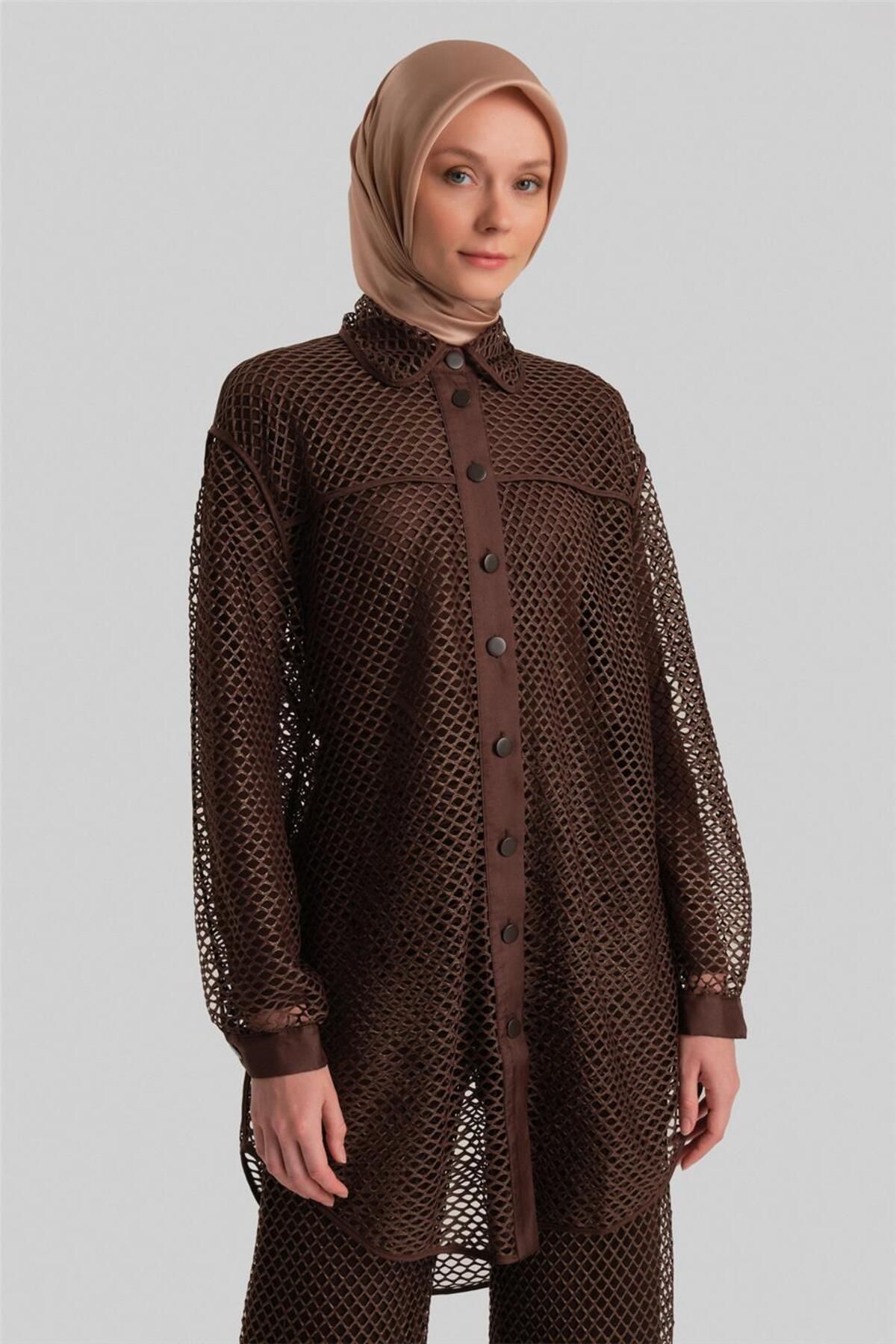 Armine-3 Piece Glitter Mesh Set - 24Y6832 Brown 3