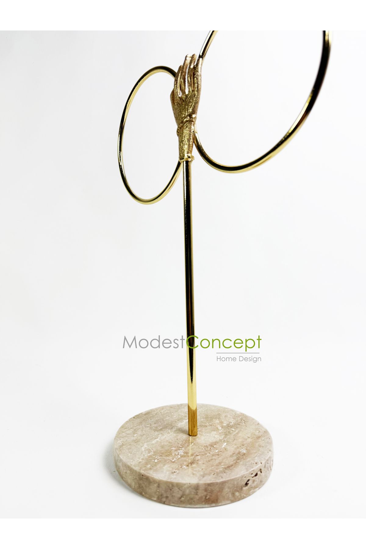 Modestmar-Gold Travertine Marble Bath Towel Holder with Hand Accessories and Ring 3