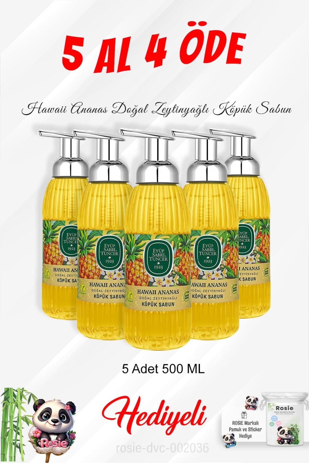 صابون فوم روغن زیتون آناناس هاوایی 500 میلی لیتری خرید 5 عدد و رزی پاموک Eyüp Sabri Tuncer