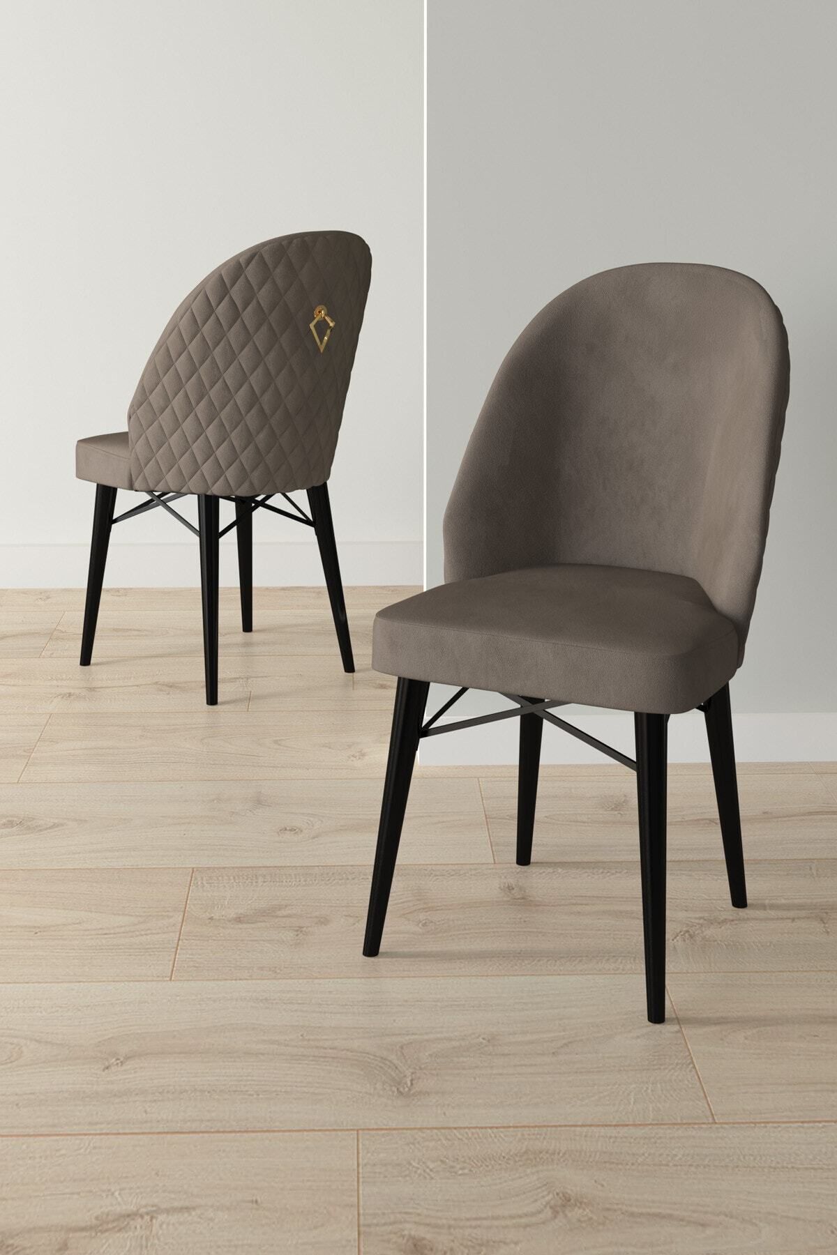 violeta Siyah Mermer Desen 80x132 Mdf Açılabilir Yemek Masası Takımı 6 Adet Sandalye-2