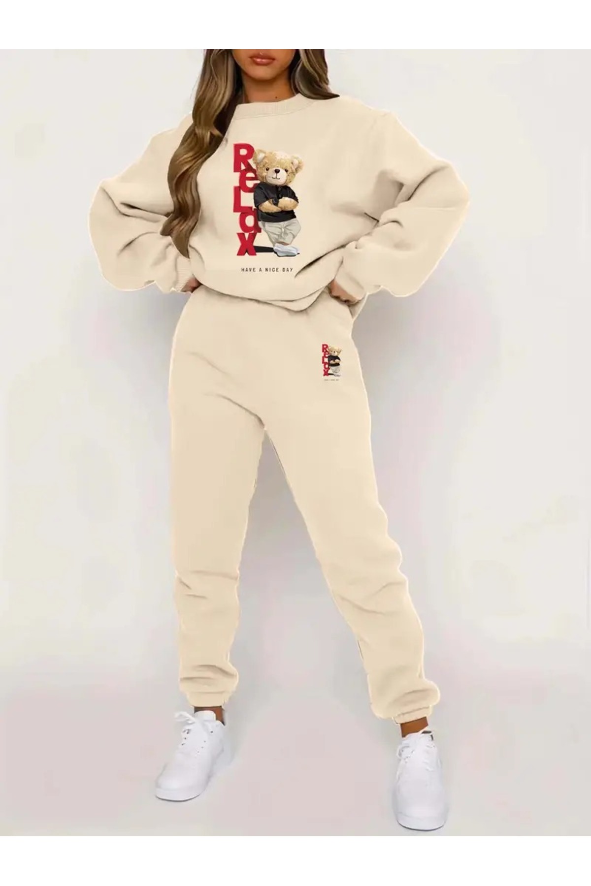 DAXİS Sportwear Company Set de trening pentru femei cu imprimeu cu ursuleț de...