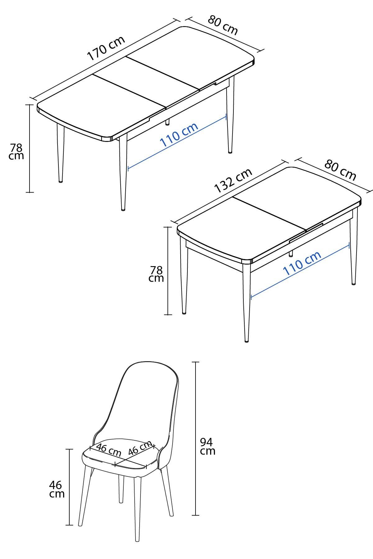 Radu Meşe Desen 80x132 Mdf Açılabilir Mutfak Masası Takımı 4 Adet Sandalye-4