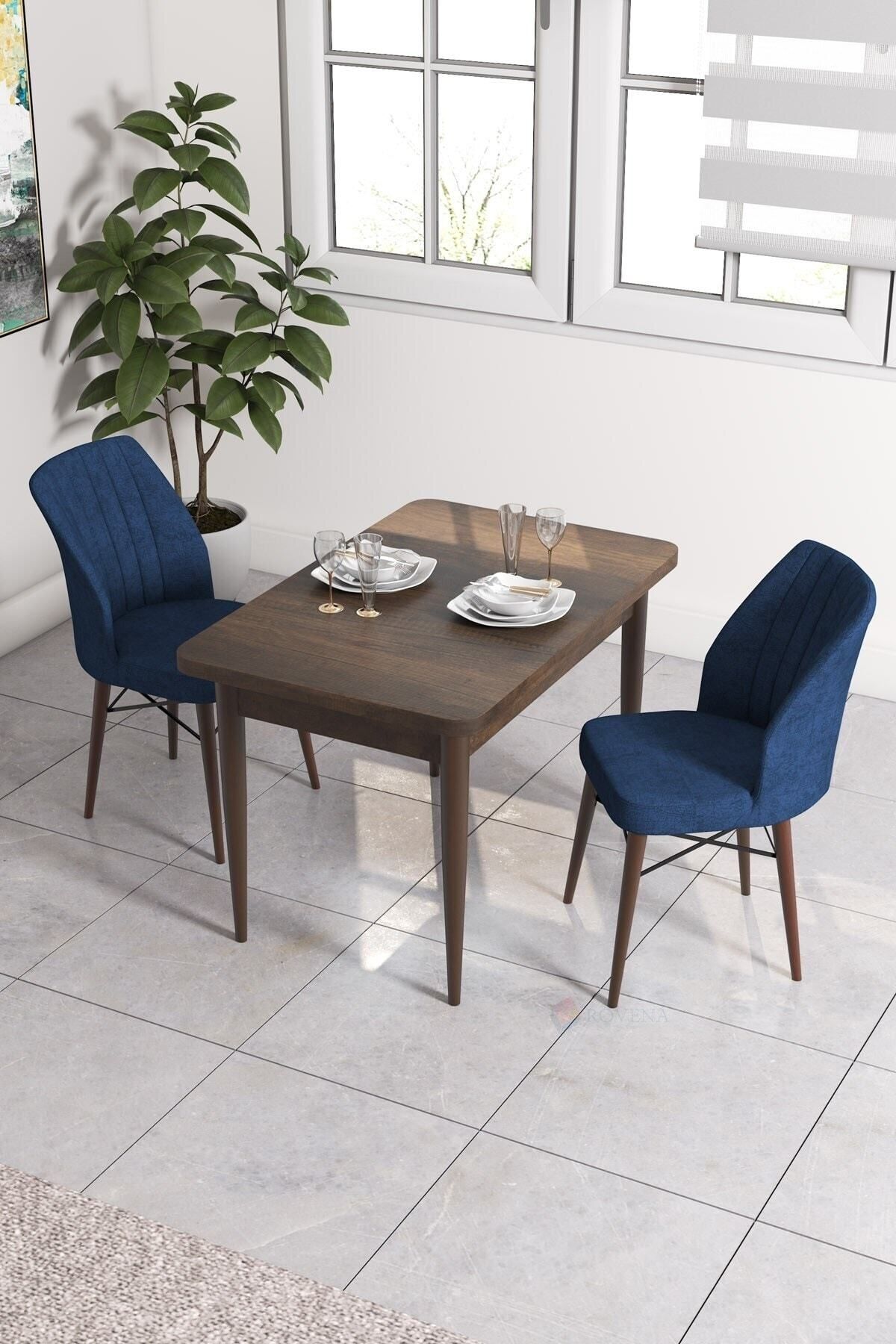 Rima Barok Desen 70x110 Mdf Sabit Yemek Masası Takımı 2 Adet Sandalye-0
