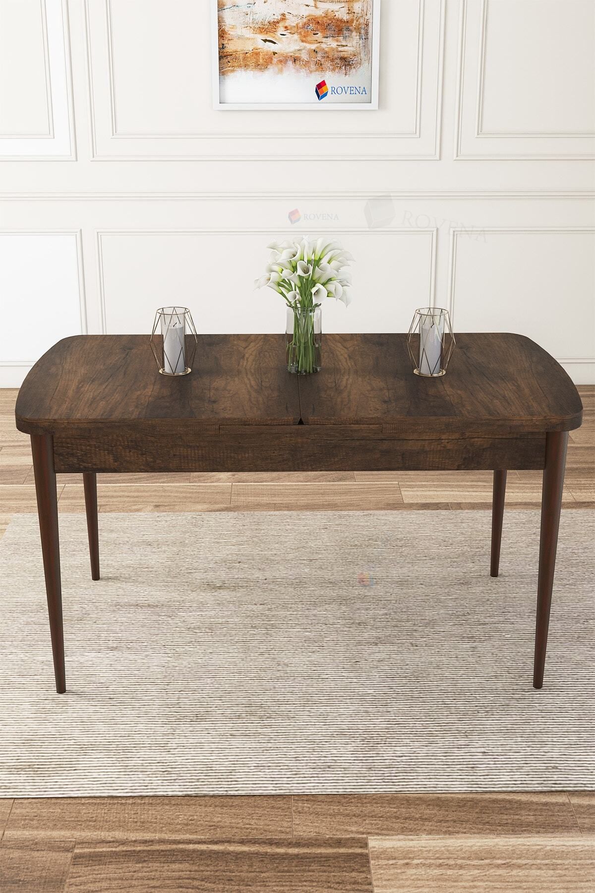Molis Barok Desen 80x132 Mdf Açılabilir Mutfak Masası Takımı 6 Adet Sandalye-2