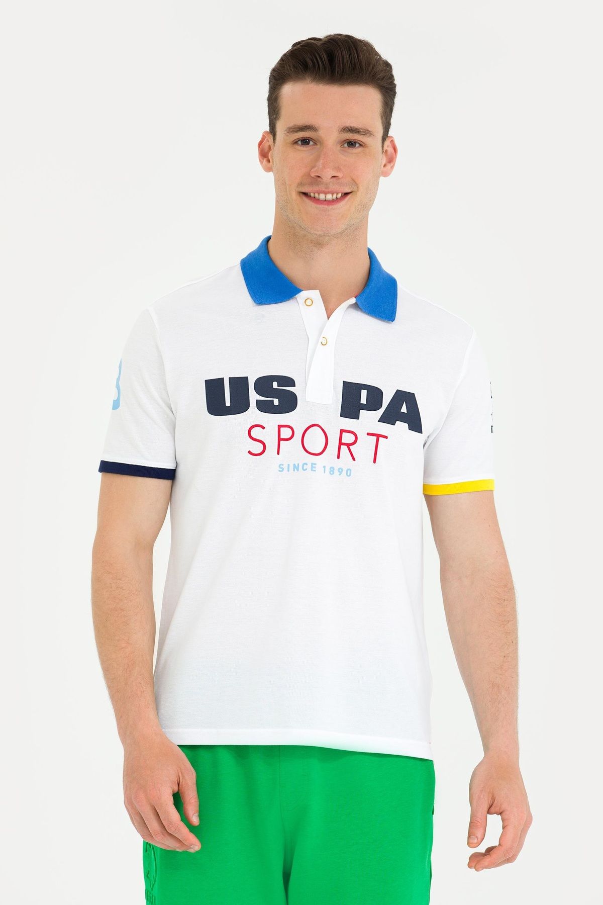 U.S. Polo Assn. U.S. POLO ASSN. Erkek Beyaz Polo Yaka Tişört 50263264-VR013