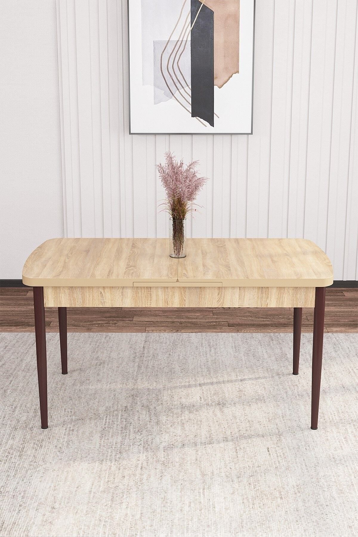 Tora Meşe Desen 80x132 Mdf Açılabilir Yemek Masası Takımı 6 Adet Sandalye-2