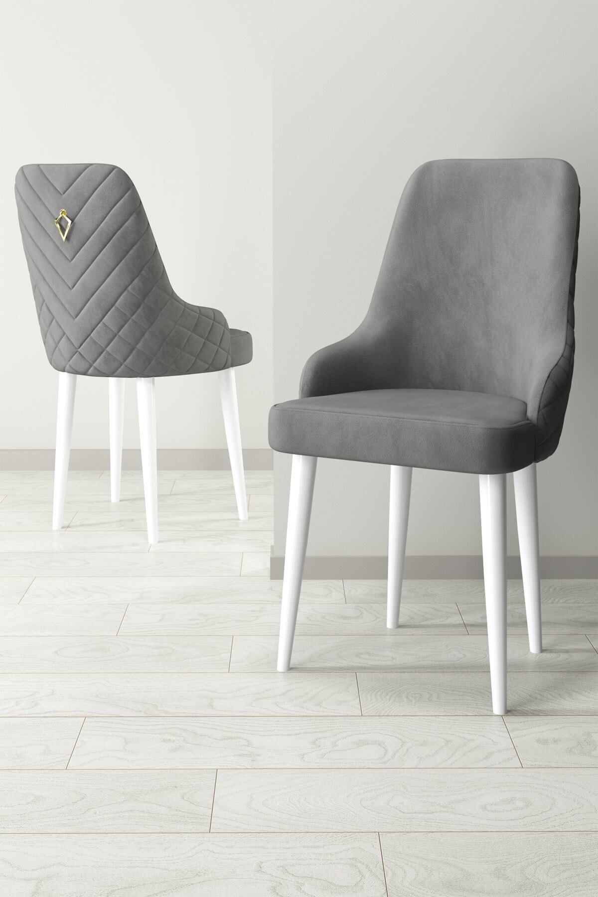 Natan Beyaz Mermer Desen 80x132 Mdf Açılabilir Yemek Masası Takımı 6 Adet Sandalye-3