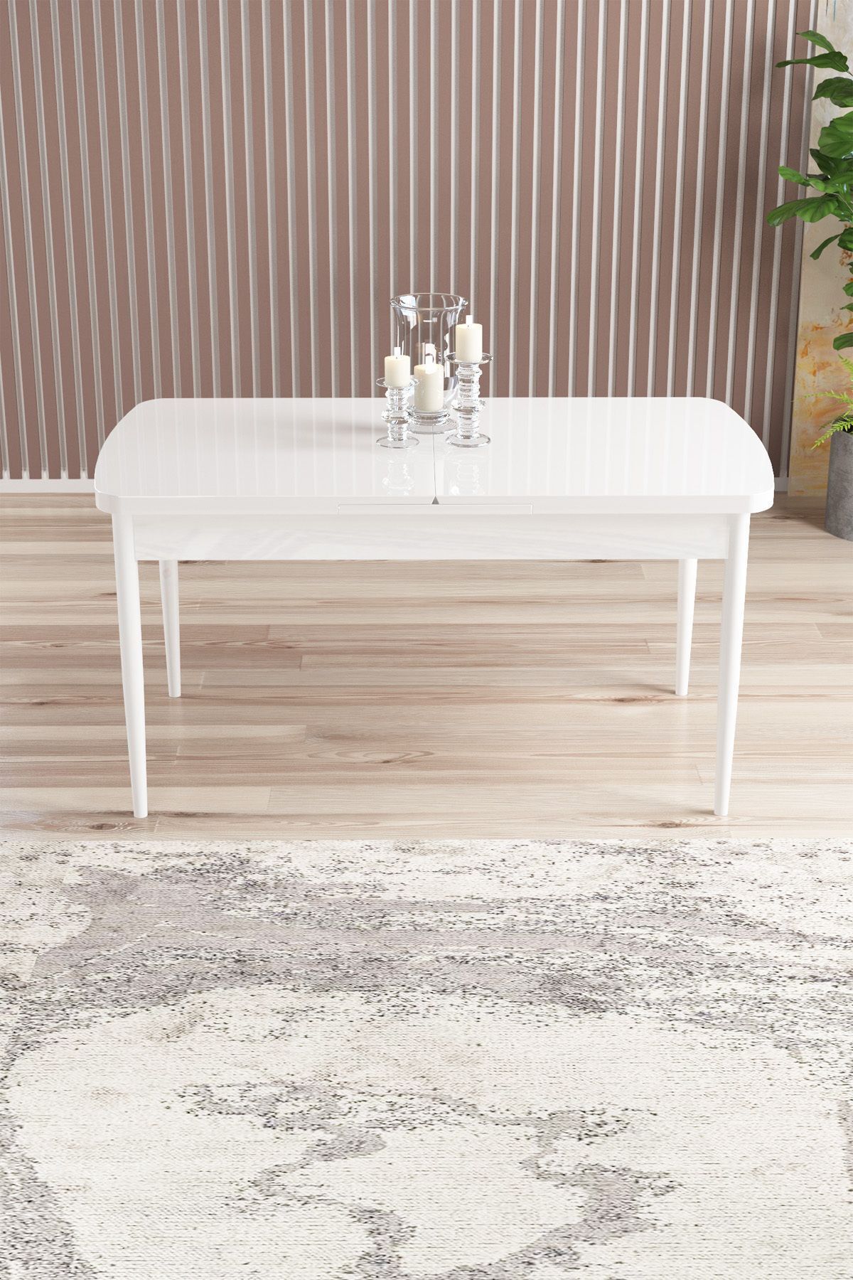 Evan Beyaz 80x132 Açılabilir Mutfak Masası Takımı 4 Adet Sandalye-2