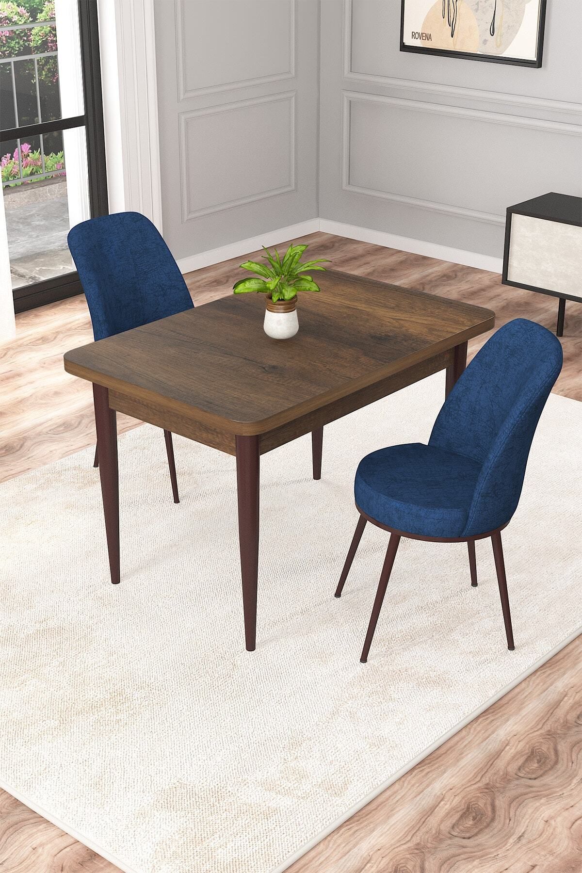 Ema Barok Desen 70x110 Mdf Sabit Mutfak Masası Takımı 2 Adet Sandalye