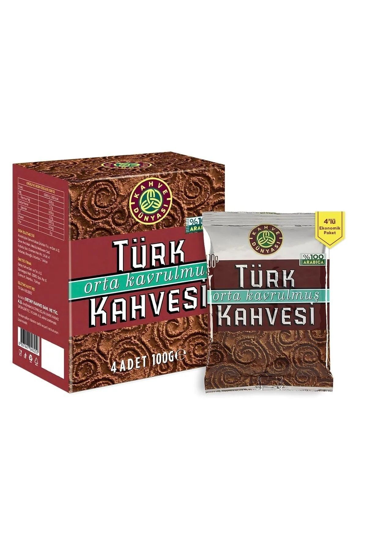 Kahve Dünyası Kahve Dünyası Orta Kavrulmuş Türk Kahvesi 100 g x 4 Adet