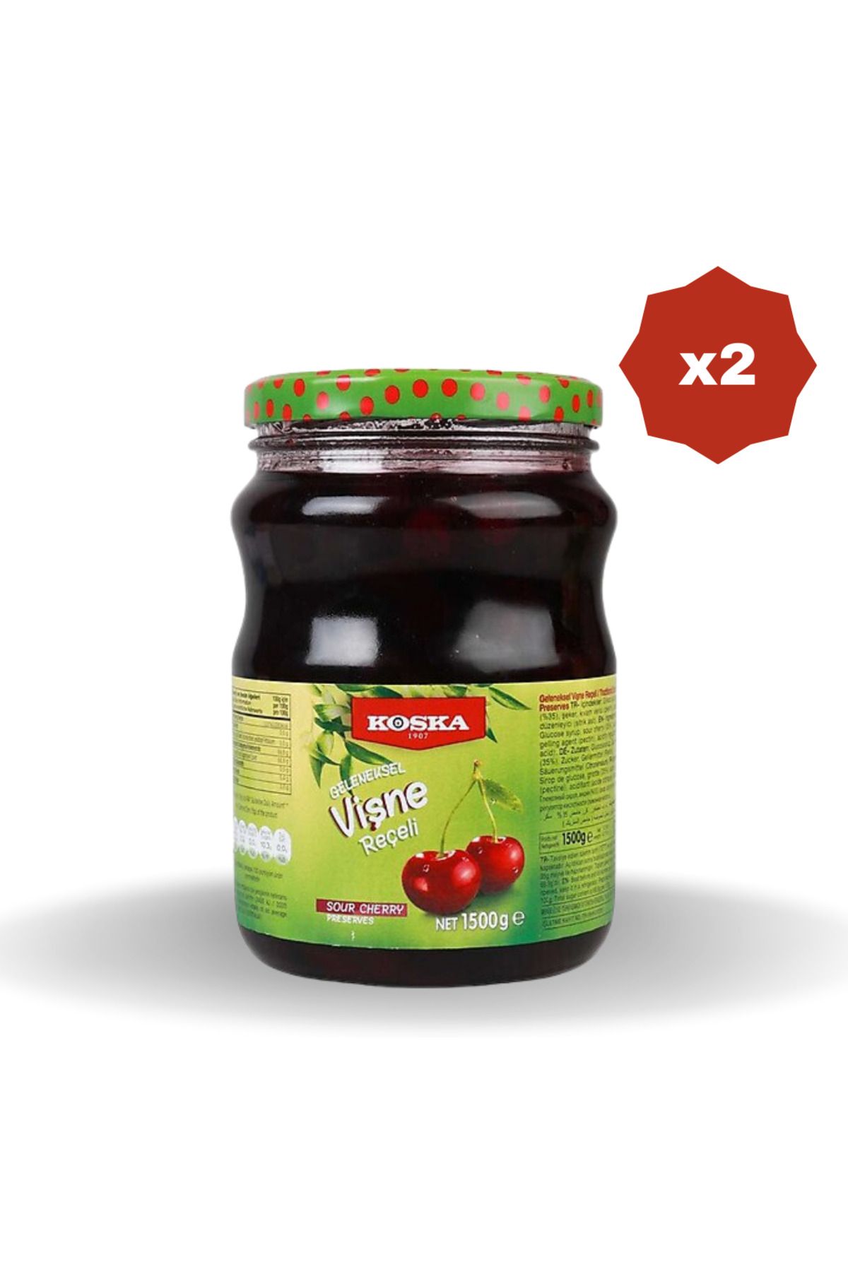 Koska KAVANOZ VİŞNE REÇELİ 1500 GR - (2 ADET)