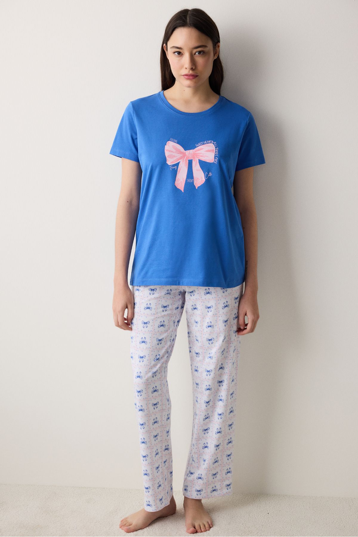 Penti Zestaw Piżamowy Fancy Bows Pants Blue Kobieta - S