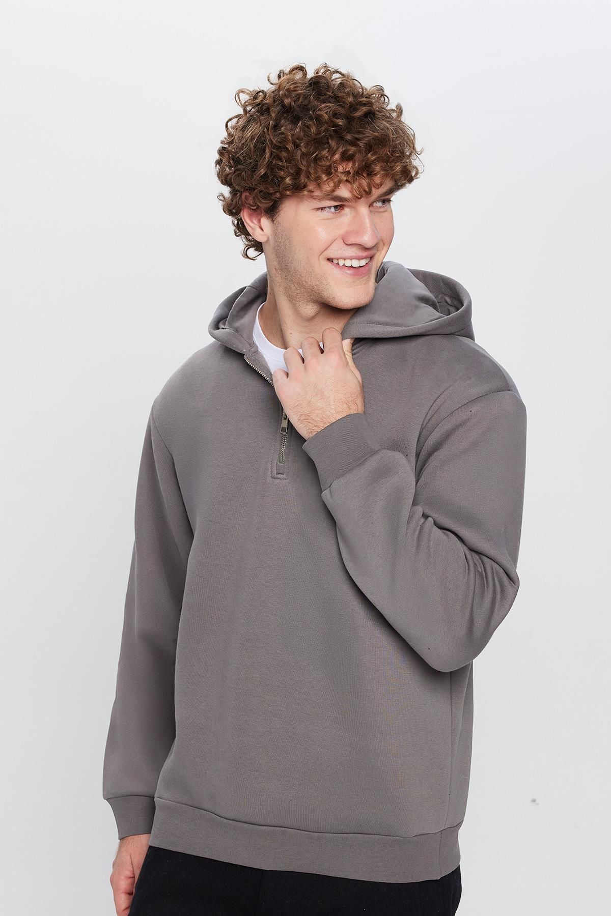 Tudors Hanorac Unisex, Relaxat, Cu Glugă, Din Bumbac, Cu Jumătate De Fermoar, Cu Glugă Masculin - XL